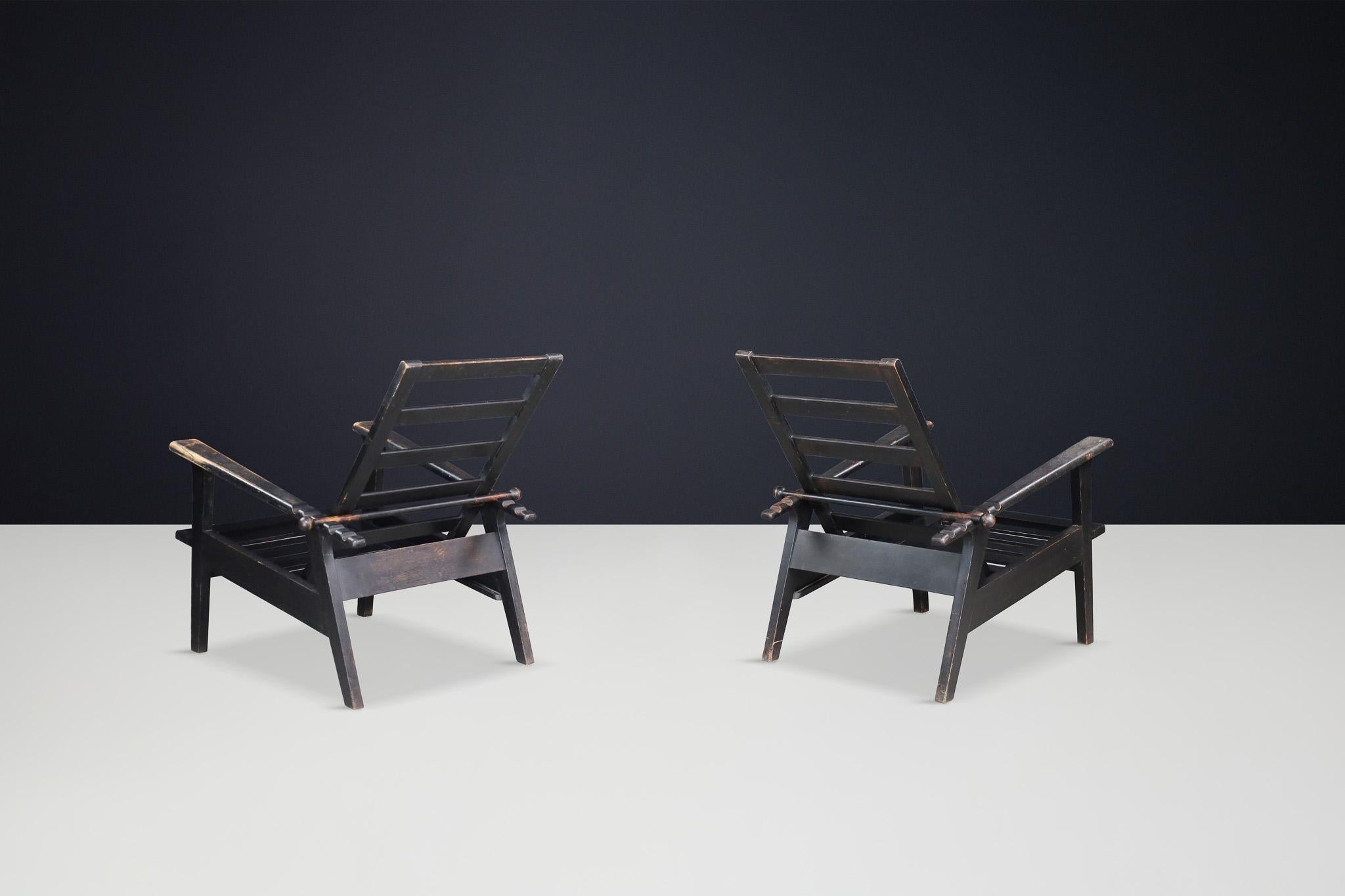 Mid-Century Modern Oak Lounge Chairs by Antonín Heythum, Prague, 1930s In Good Condition For Sale In Almelo, NL