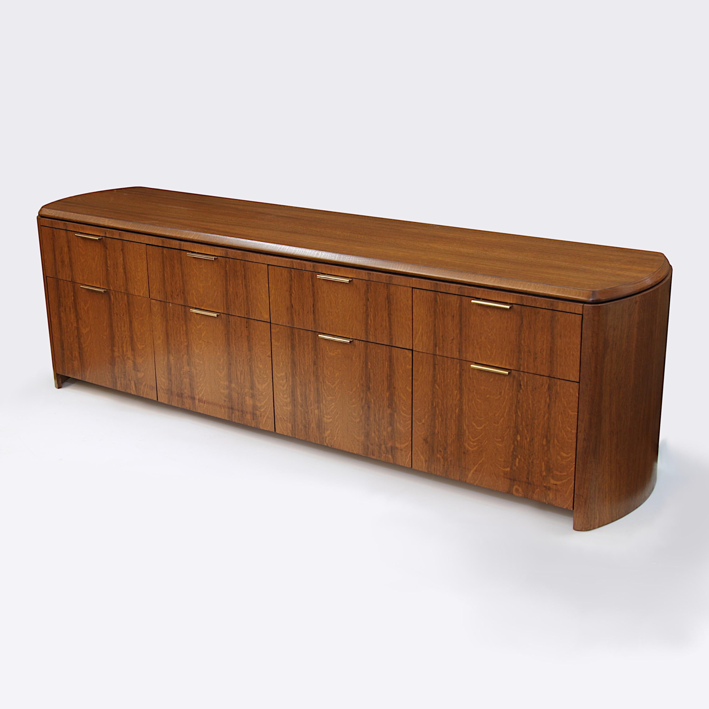 Late 20th Century Mid Century Modern Oak & Marble Executive Desk & Credenza Office Set by Dunbar