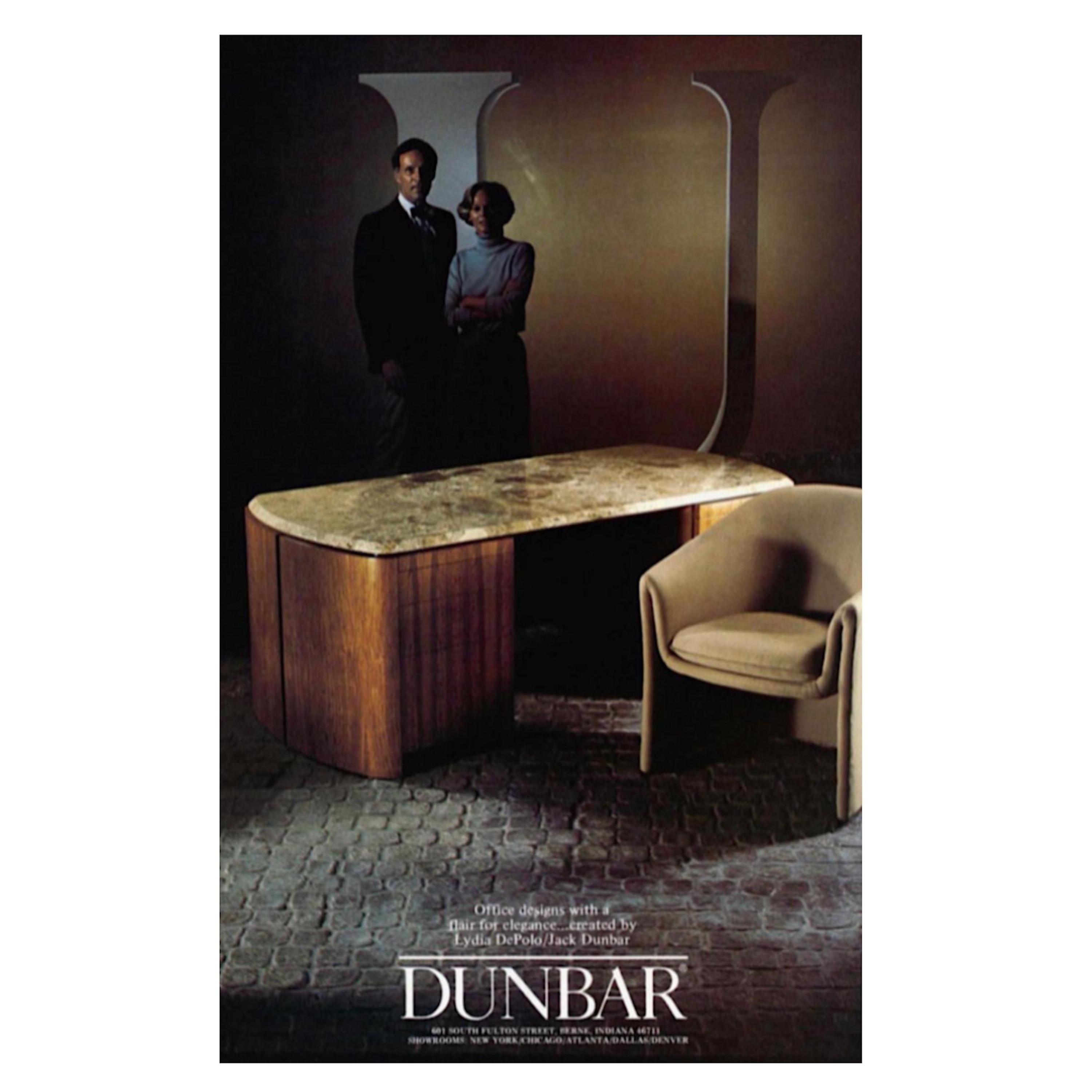 Mid Century Modern Oak & Marble Executive Desk & Credenza Office Set by Dunbar 8
