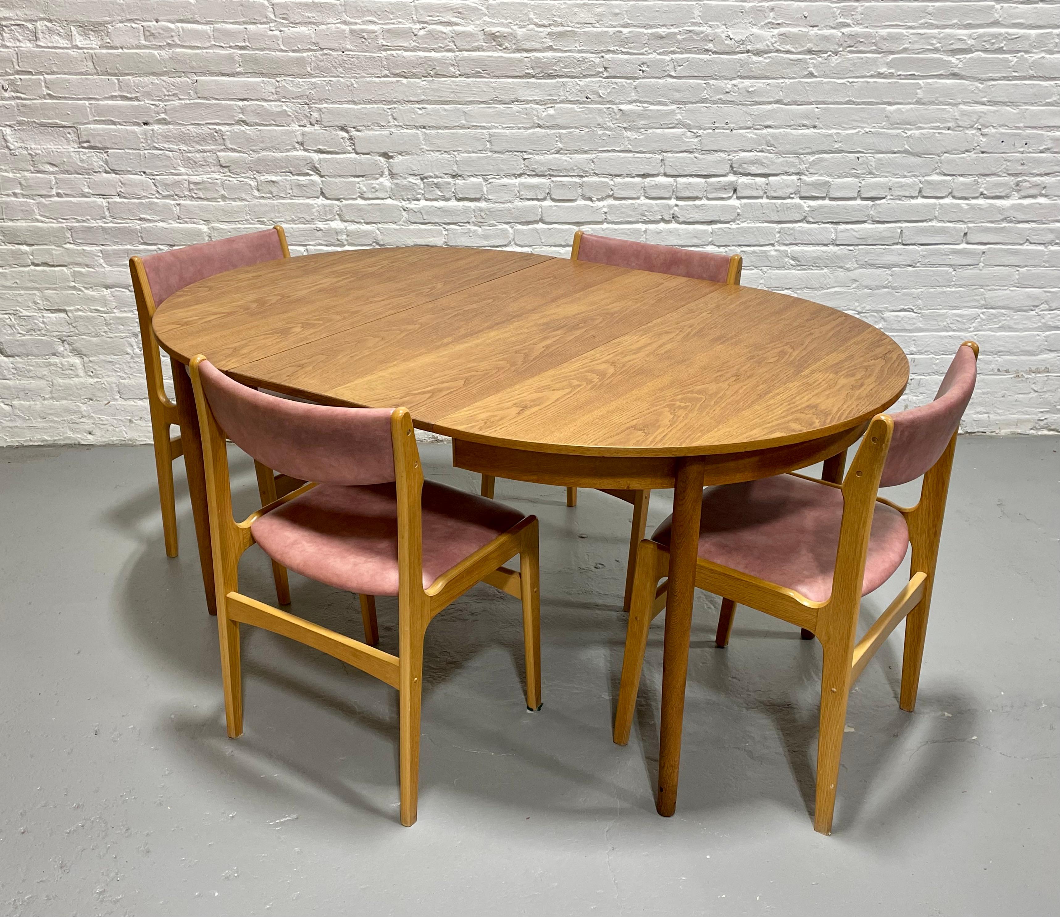 Mid-Century Modern Mid Century MODERN Oak ROUND to OVAL Dining Table, Made in Denmark, c. 1960's