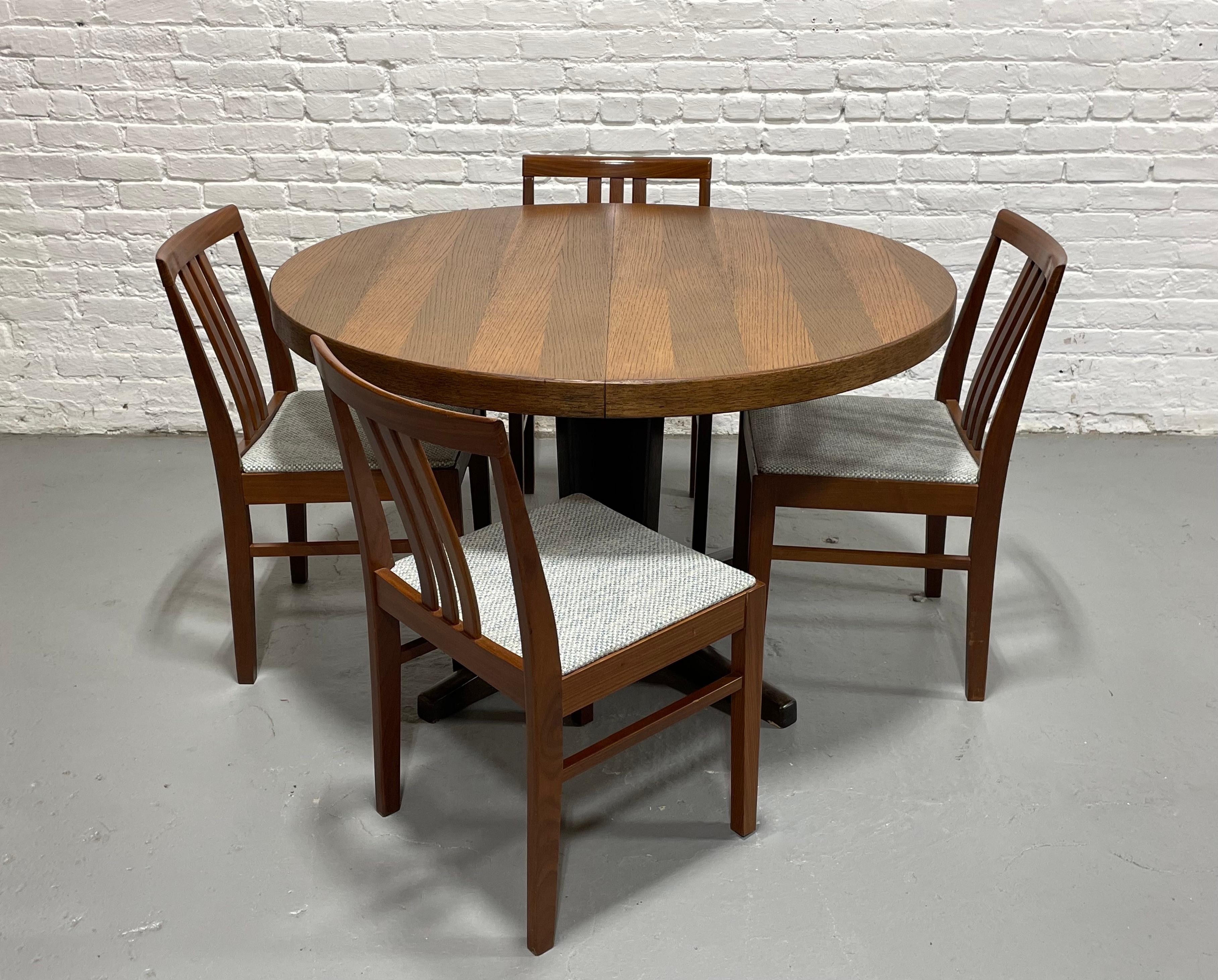 Mid-Century Modern Mid Century MODERN OAK ROUND to OVAL Dining Table, Made in Denmark. c. 1960s For Sale