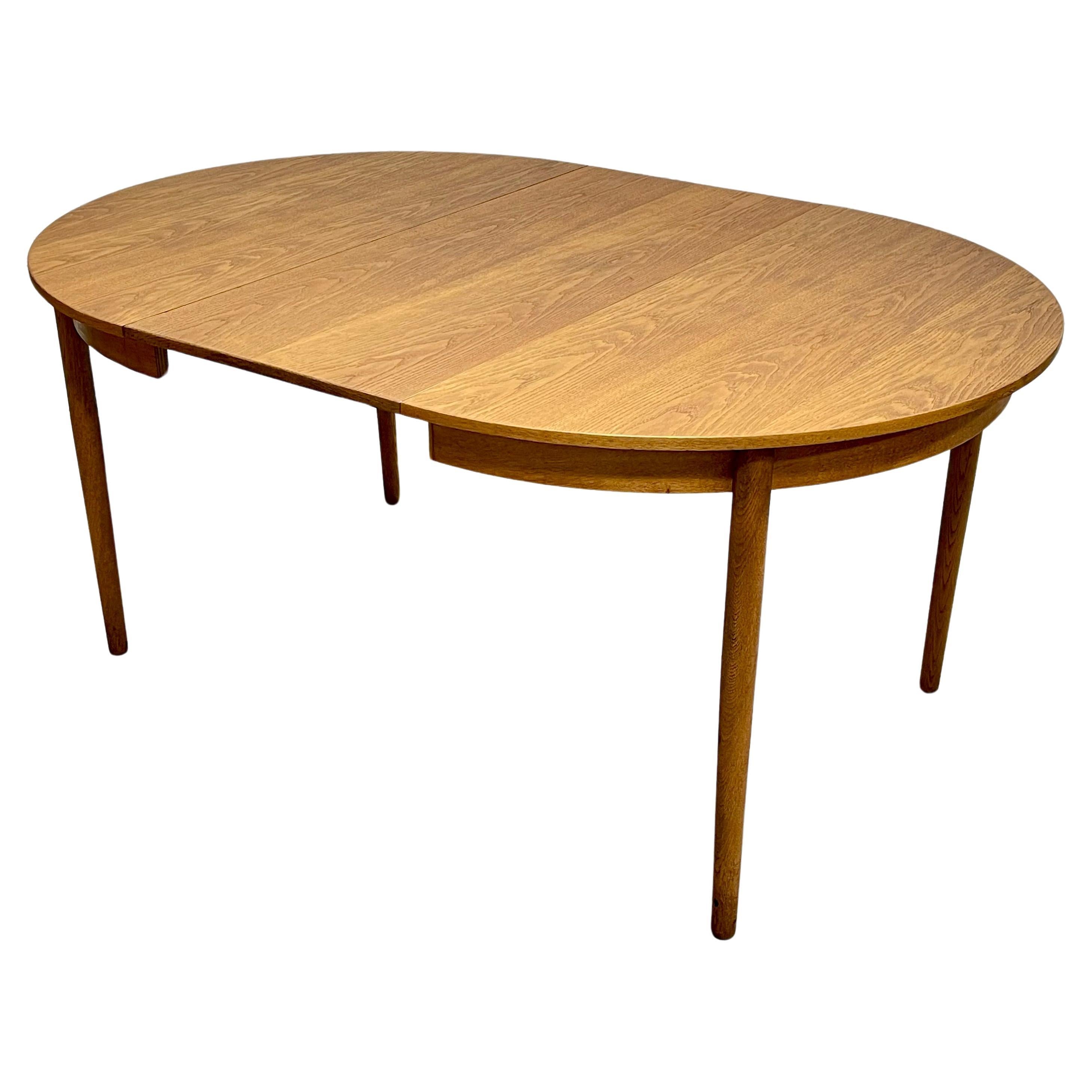 Mid Century MODERN Oak ROUND to OVAL Dining Table, Made in Denmark, c. 1960's For Sale