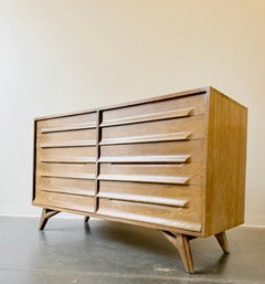 Mid Century Modern Oak Sculpted Solof wood dresser by Jack Vander Molen