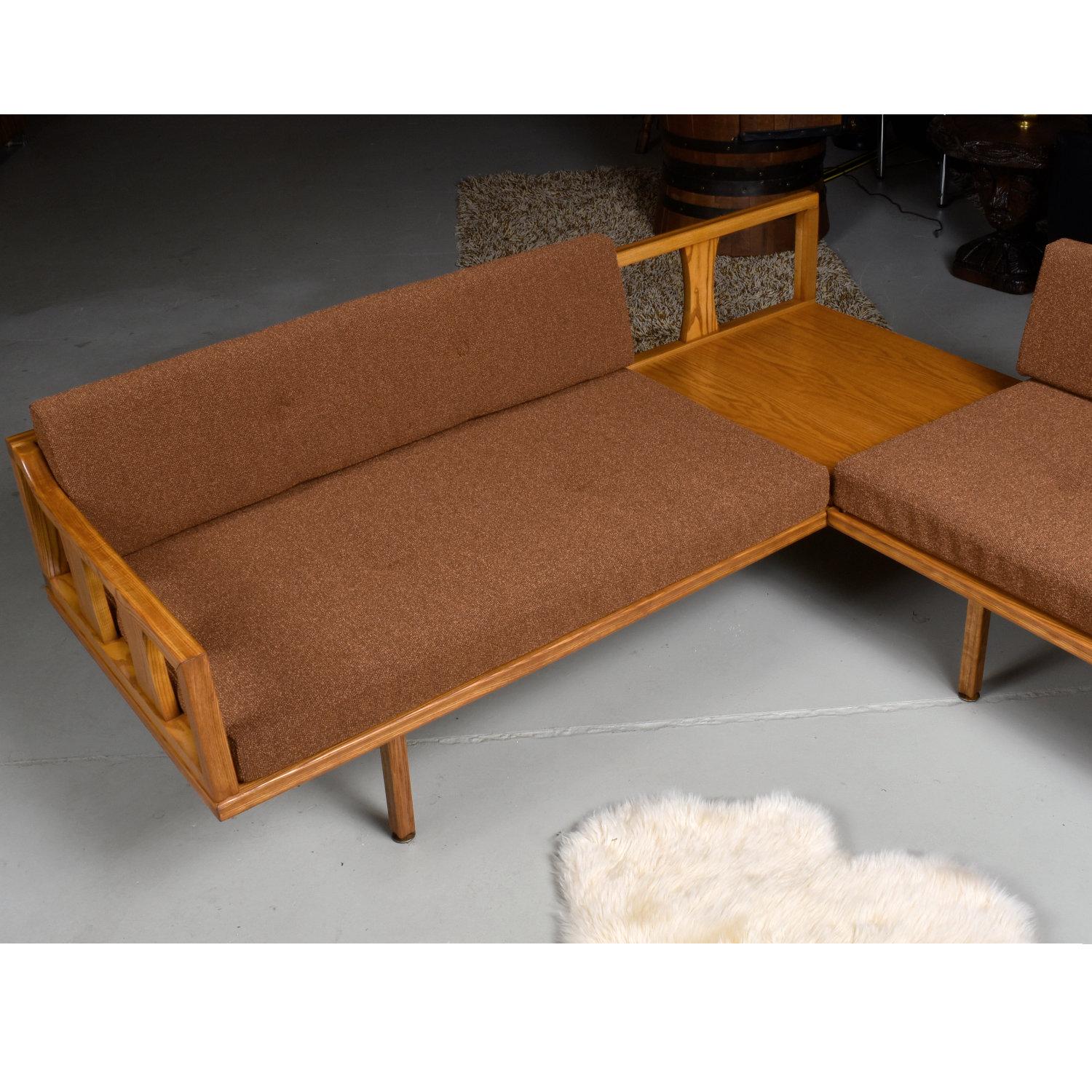 Mid-Century Modern Oak Sectional Sofa Daybed with Reversible End Table 7