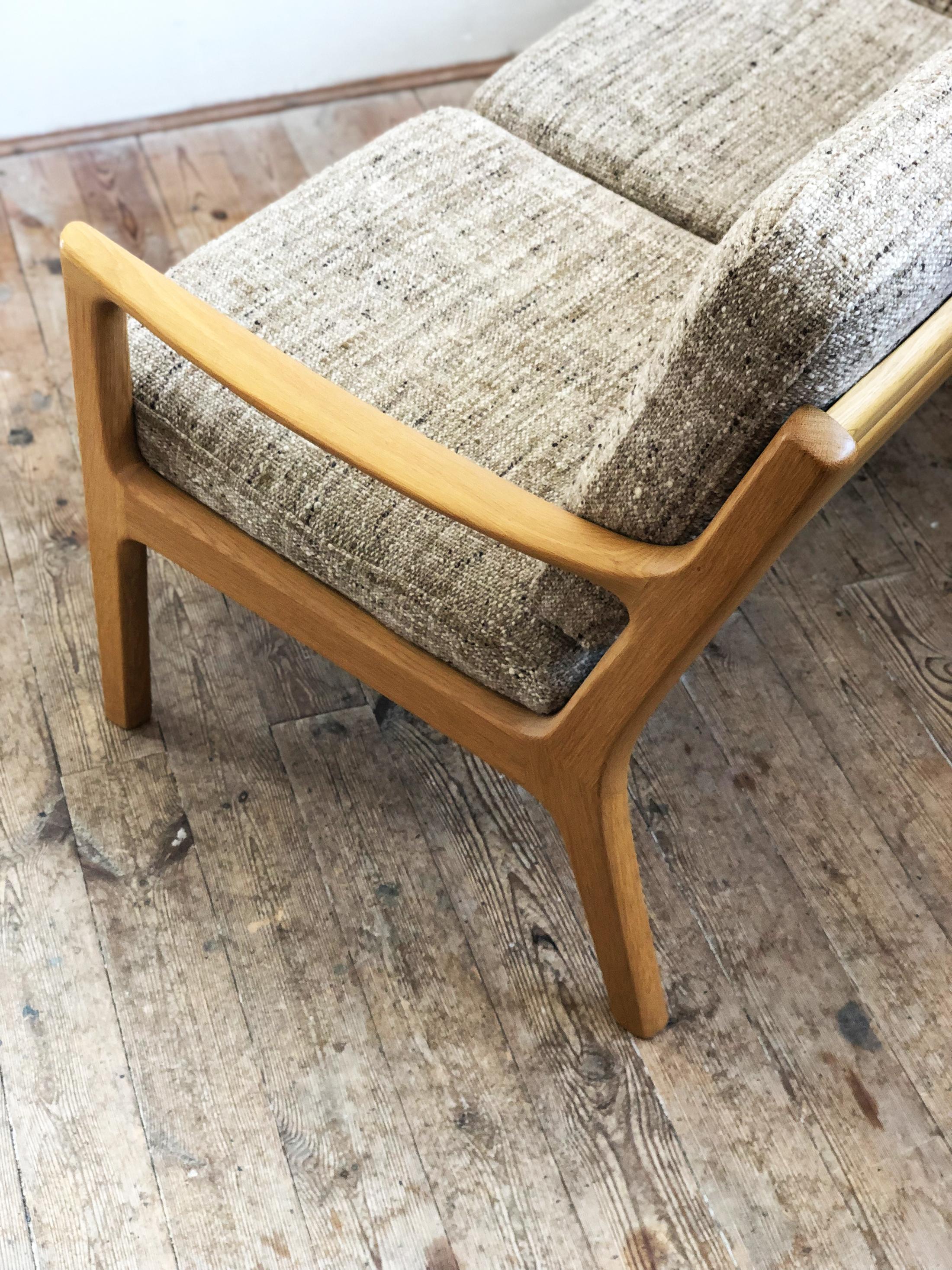 Wool Mid-Century Modern Oak Sofa, Model Senator by Ole Wanscher for Poul Jeppesens