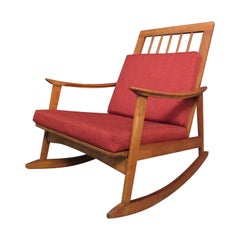 Mid-Century Modern Oak Spindle Back Rocker