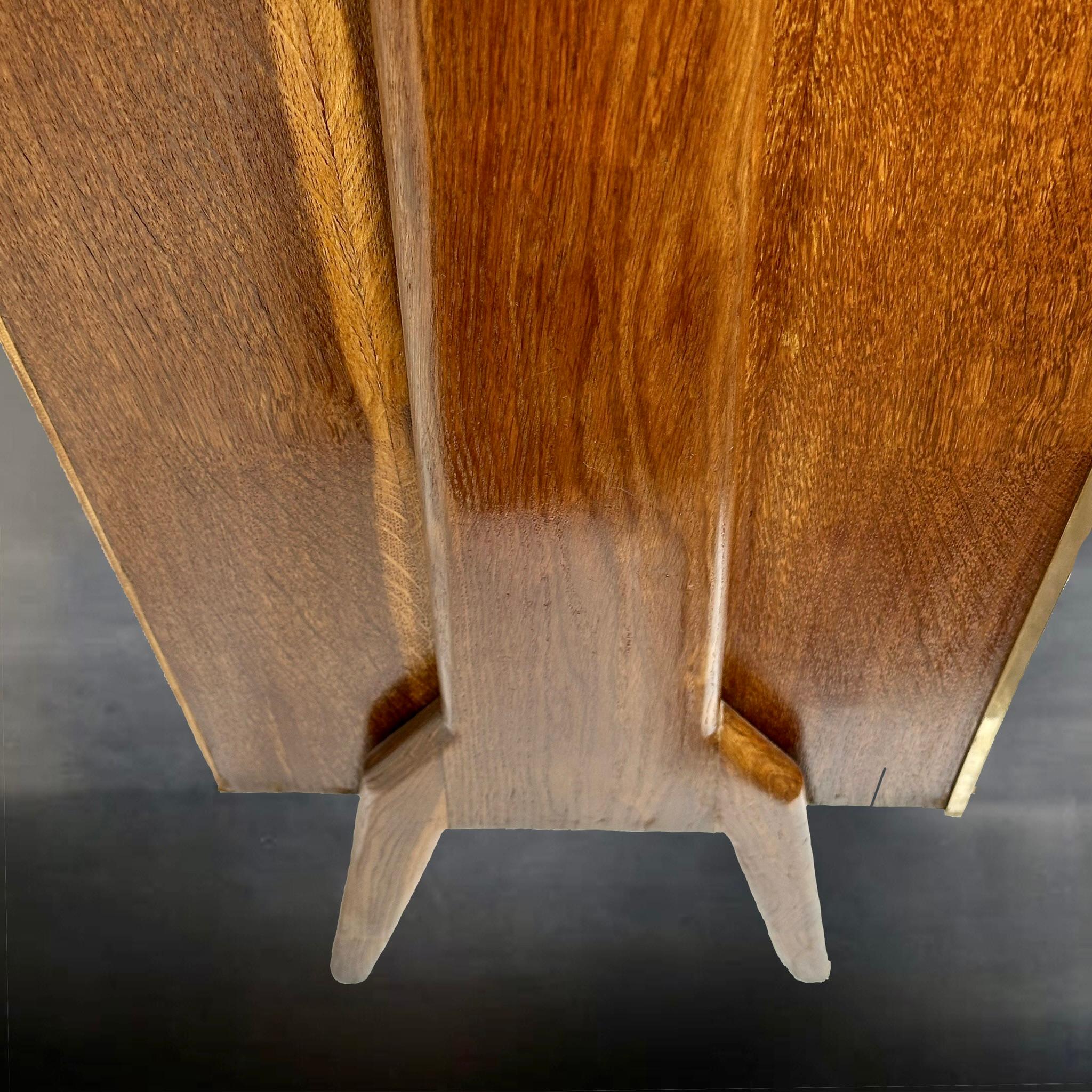 Mid-Century Modern Oak Oak Wood, Messing, Spiegel & Murano Art Glass Dry Bar Cabinet im Angebot 1