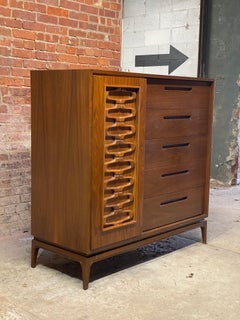 Mid-Century Modern Oceanic Style Walnut Dresser