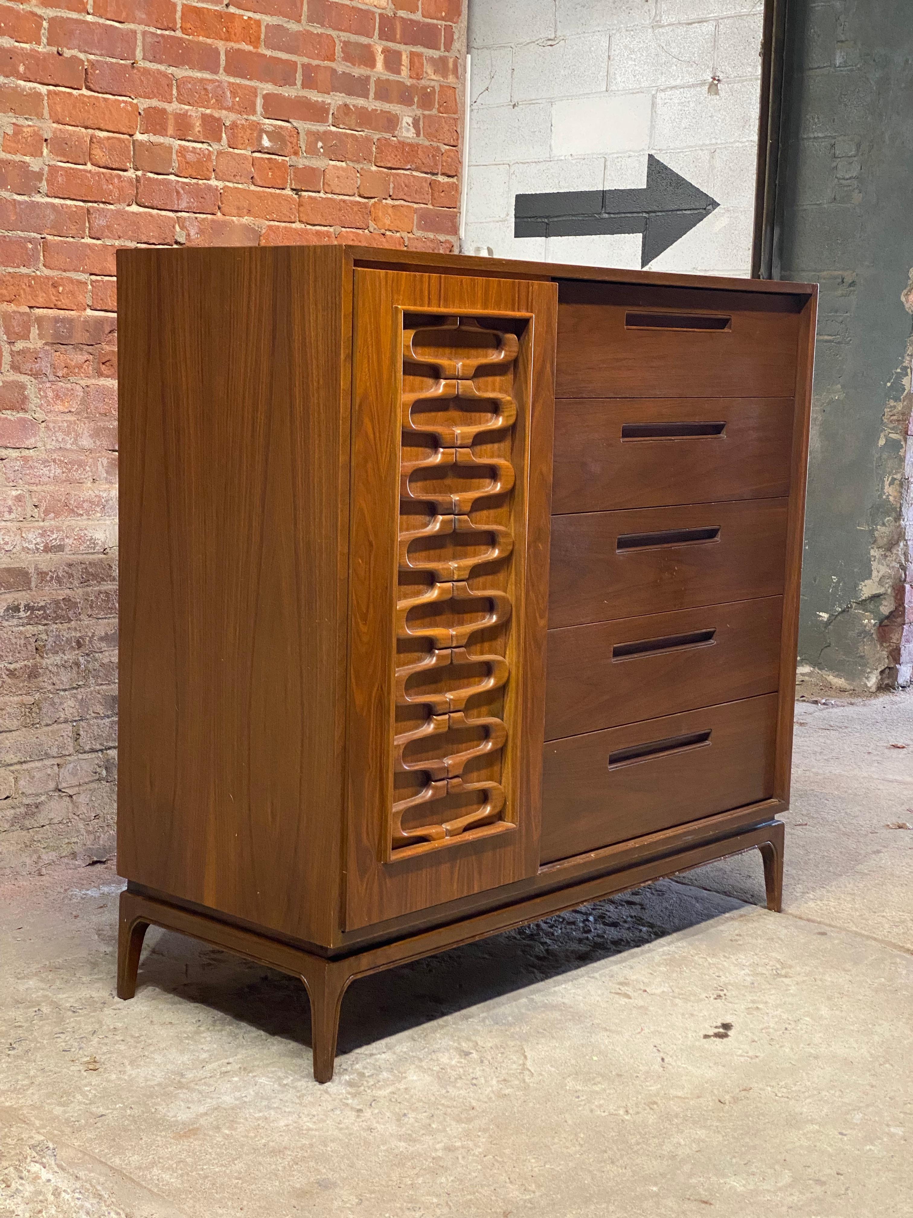 Organic Modern Mid-Century Modern Oceanic Style Walnut Dresser