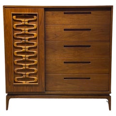 Mid-Century Modern Oceanic Style Walnut Dresser