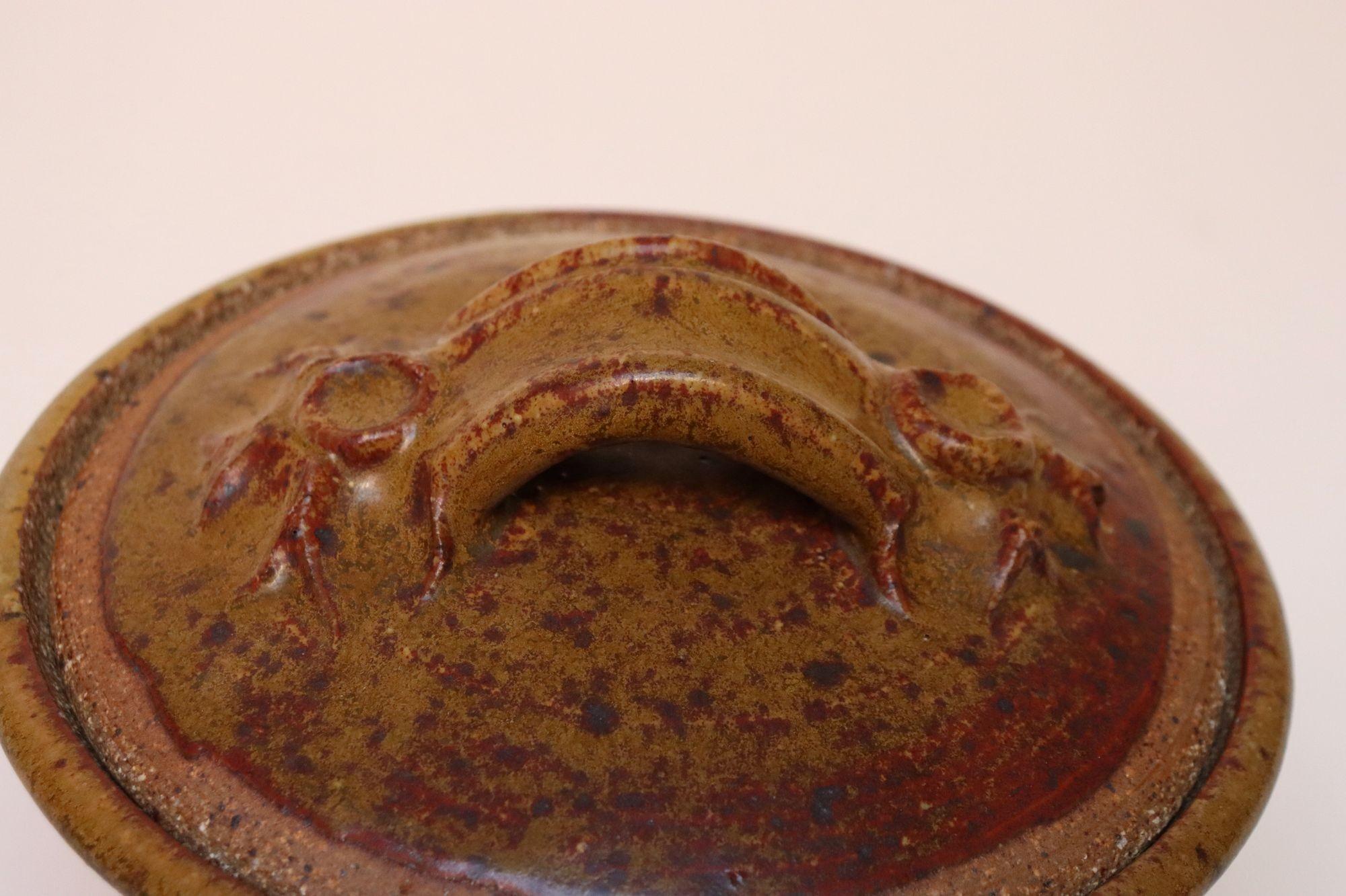 Ciotola in ceramica Studio Pottery moderna di metà secolo con coperchio di Deanna Nichols in vendita 6