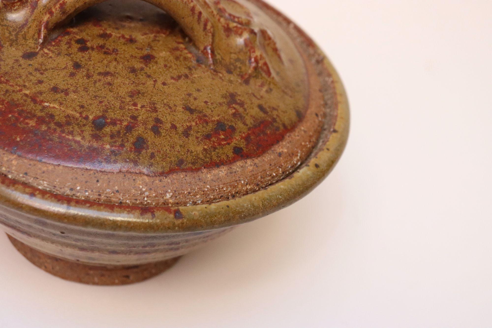 Ciotola in ceramica Studio Pottery moderna di metà secolo con coperchio di Deanna Nichols in vendita 7