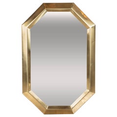 Mid-Century Modern Octagonal Beveled Brass Mirror