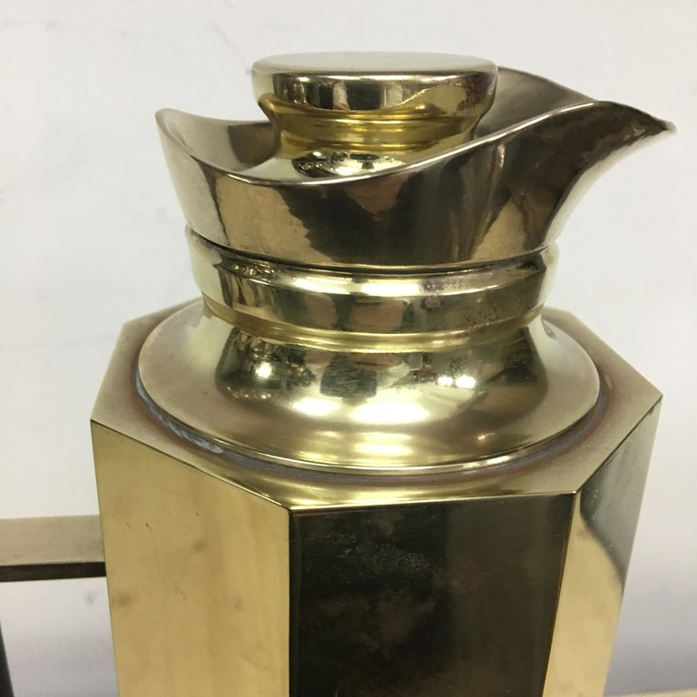 MidCentury Modern Octagonal Brass Italian Thermos Carafe, circa 1960