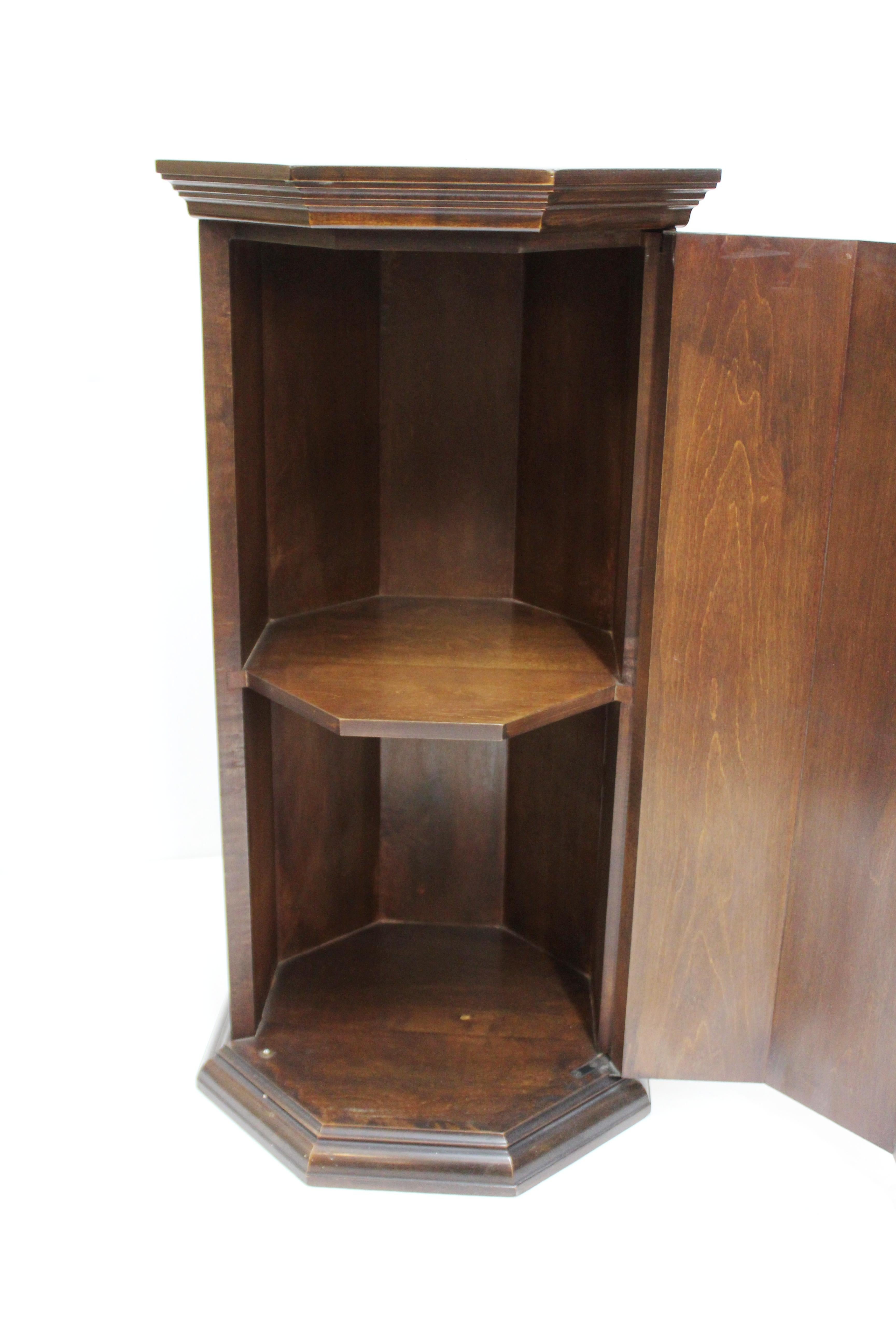 Mid-Century Modern Octagonal Fluted Mahogany Pedestals with Doors and Shelves 5