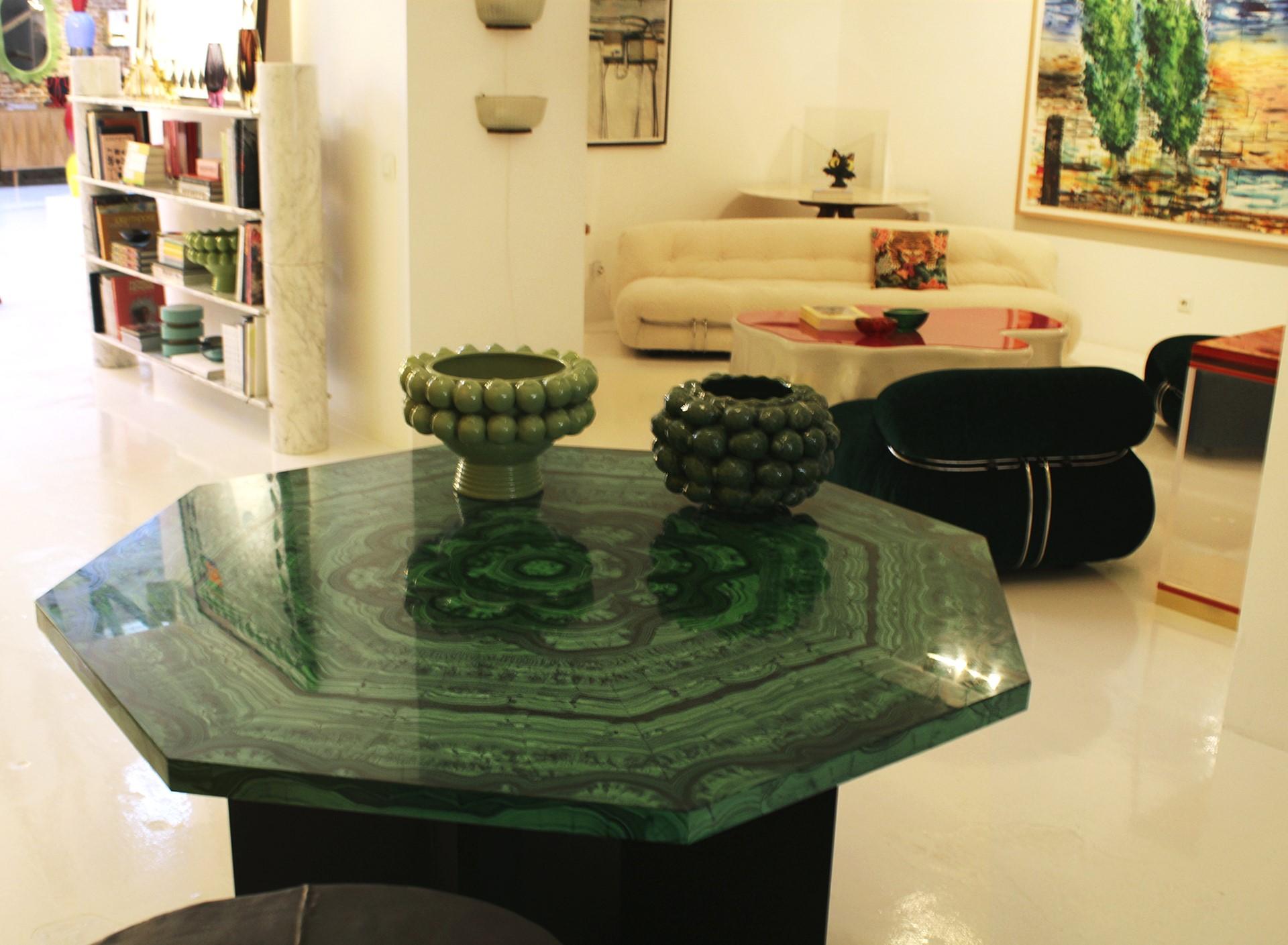 Tavolo ottagonale ottagonale di malachite del Mid Century Modern, Italia, anni '70 6