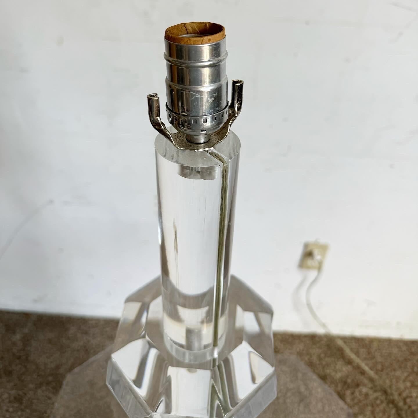 Mid Century Modern Octagonal Lucite Side Table/Floor Lamp For Sale 3