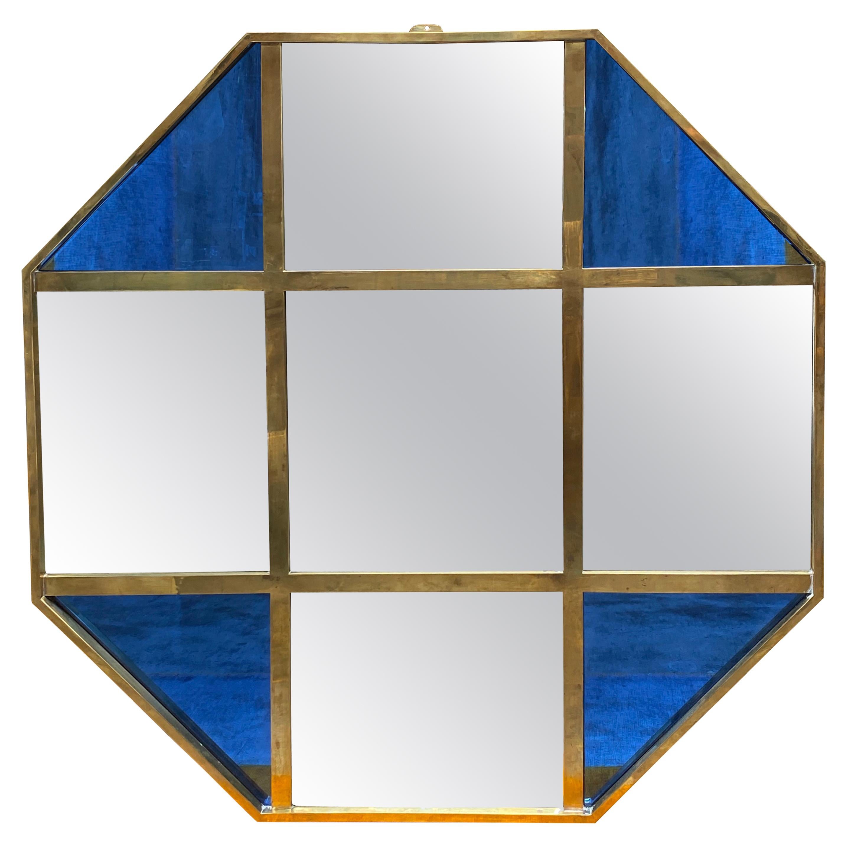 Mid-Century Modern Octagonal Oversize Wall Mirror, Italy, 1970 For Sale