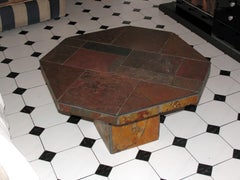 Mid-Century Modern Octagonal Slate Coffee Table, 1960s Paul Kingma Style