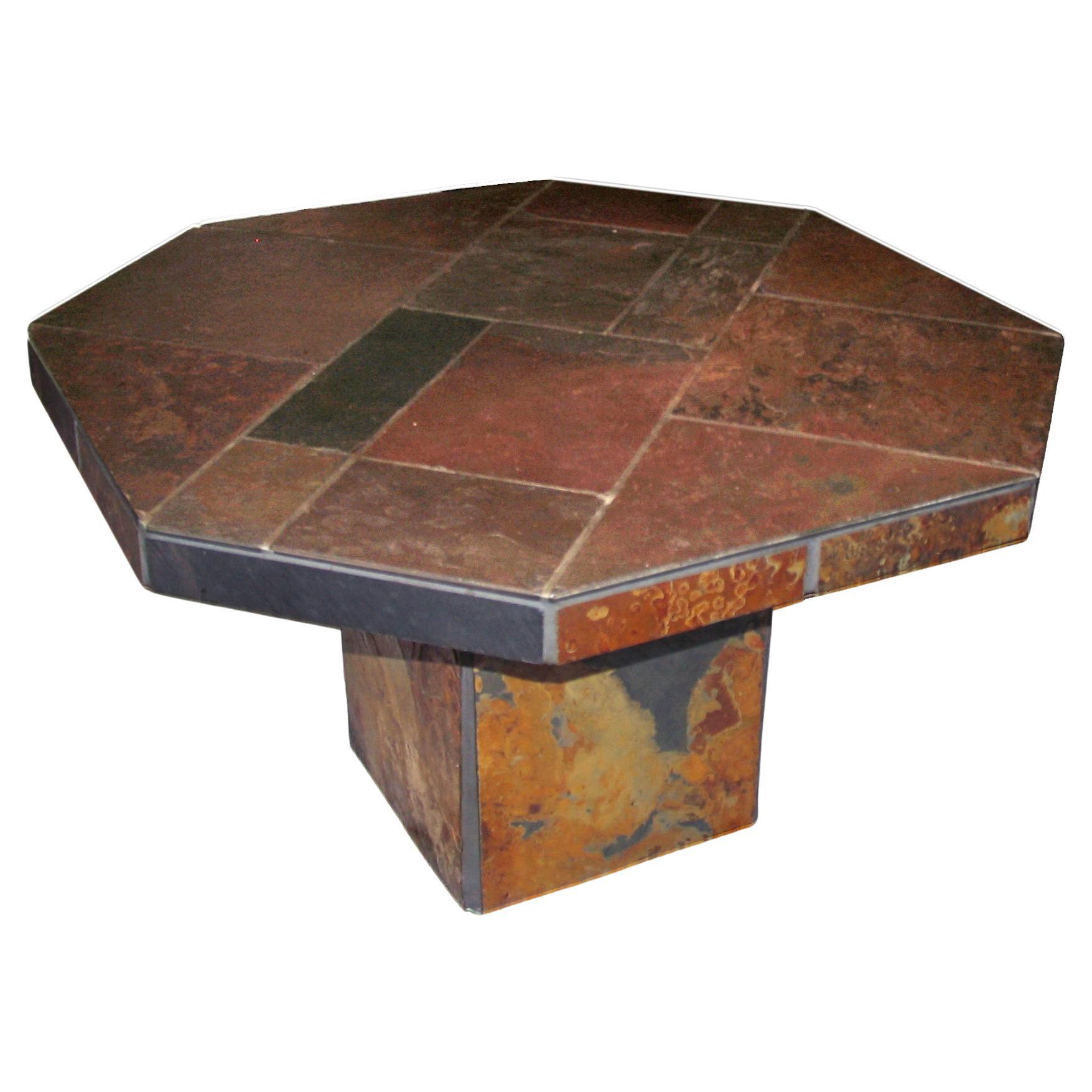 Mid-Century Modern Octagonal Slate Coffee Table, 1960s Paul Kingma Style
