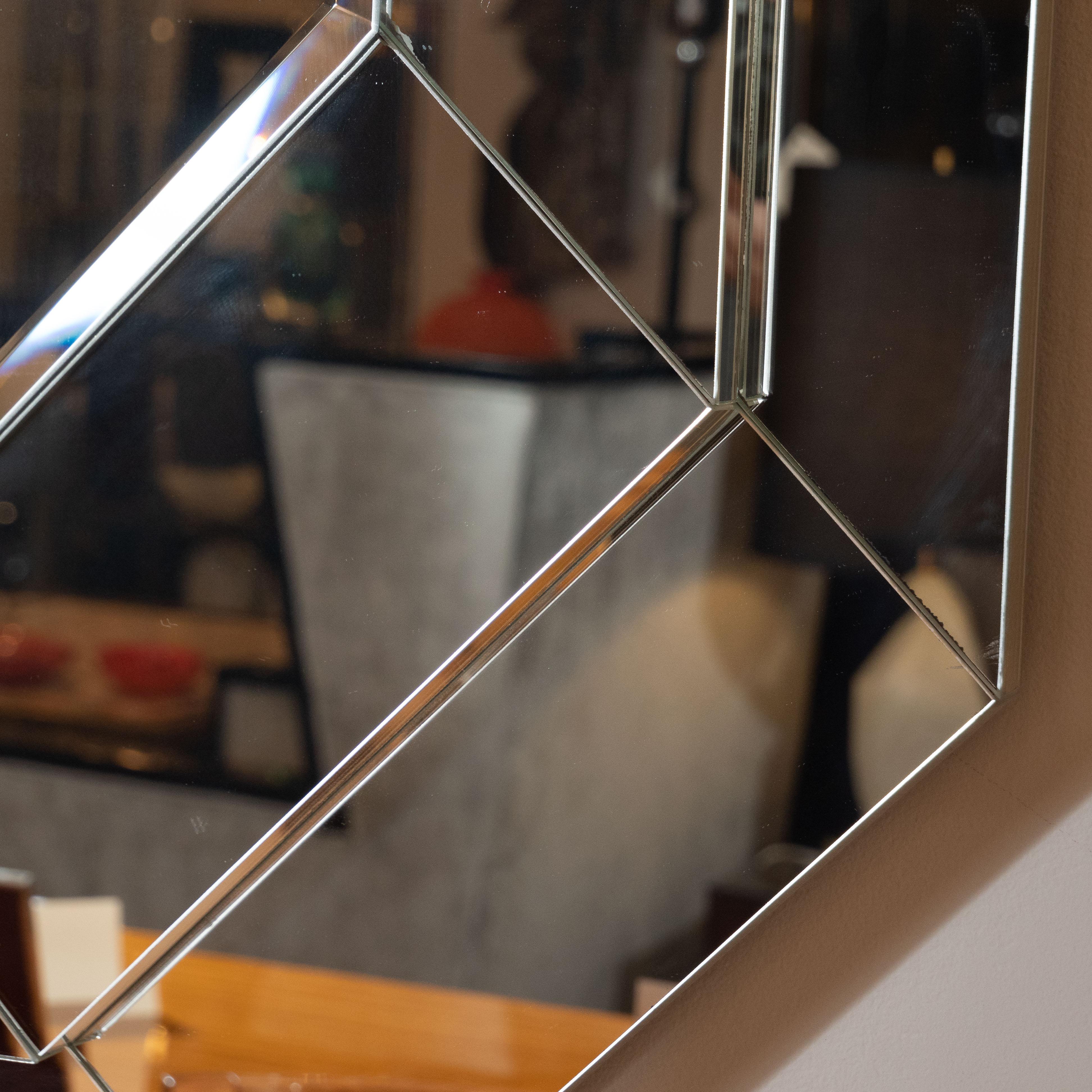 Late 20th Century Mid-Century Modern Octagonal Three-Tiered Stepped and Beveled Mirror