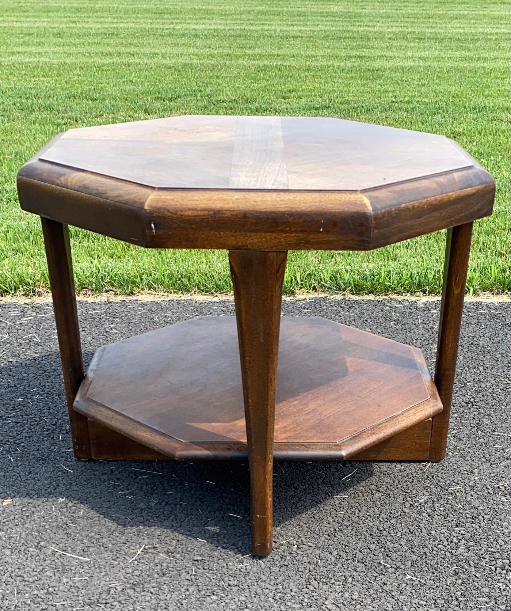 Late 20th Century Mid-Century Modern Octagonal Two Tiered Side End Table Adrian Pearsall for Lane For Sale