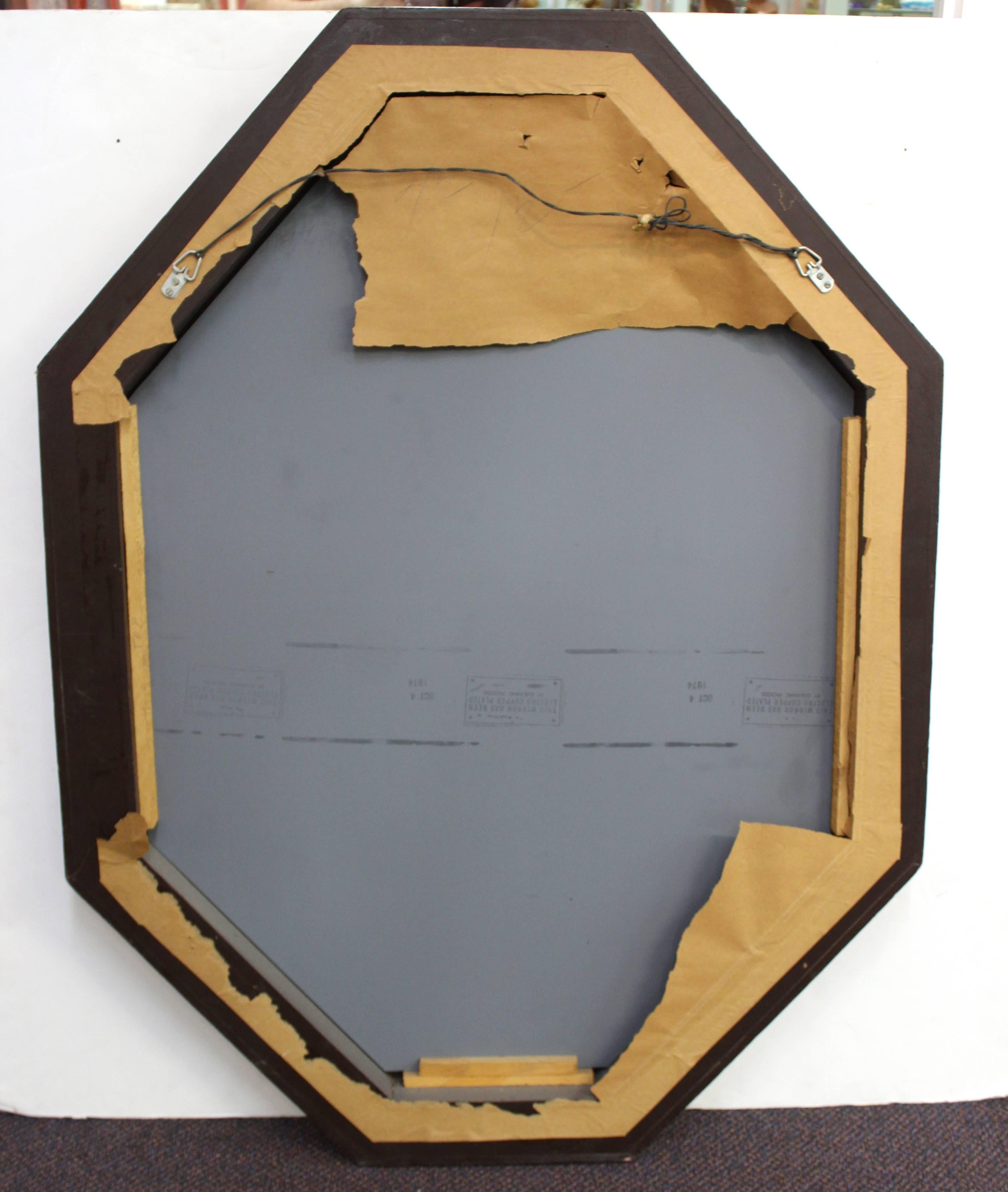 Mid-Century Modern Octagonal Wall Mirror with Tessellated Surface 6