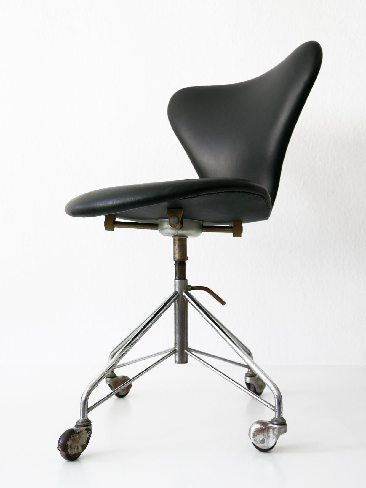 Chaise de bureau moderne du milieu du siècle 3117 d'Arne Jacobsen pour Fritz Hansen, années 1960 en vente 6