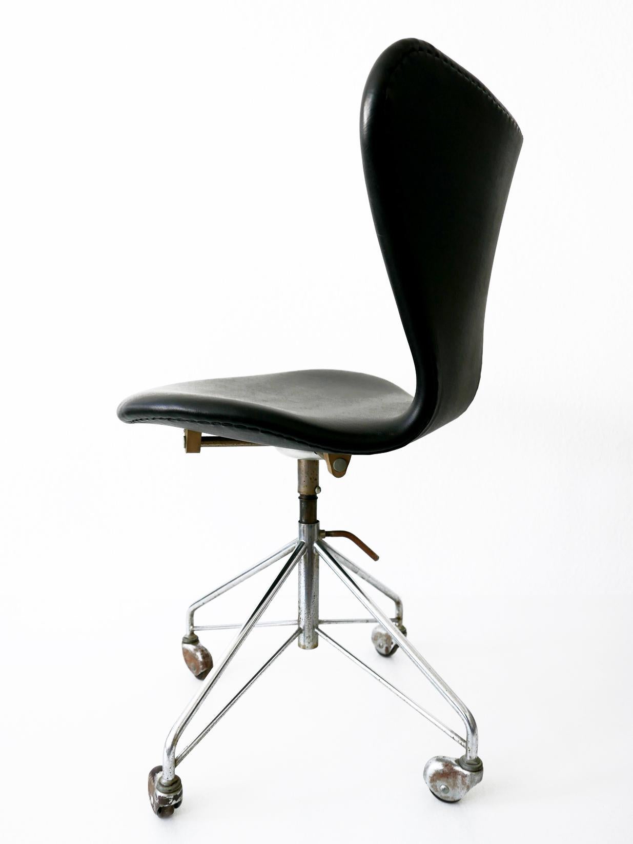 Chaise de bureau moderne du milieu du siècle 3117 d'Arne Jacobsen pour Fritz Hansen, années 1960 en vente 1