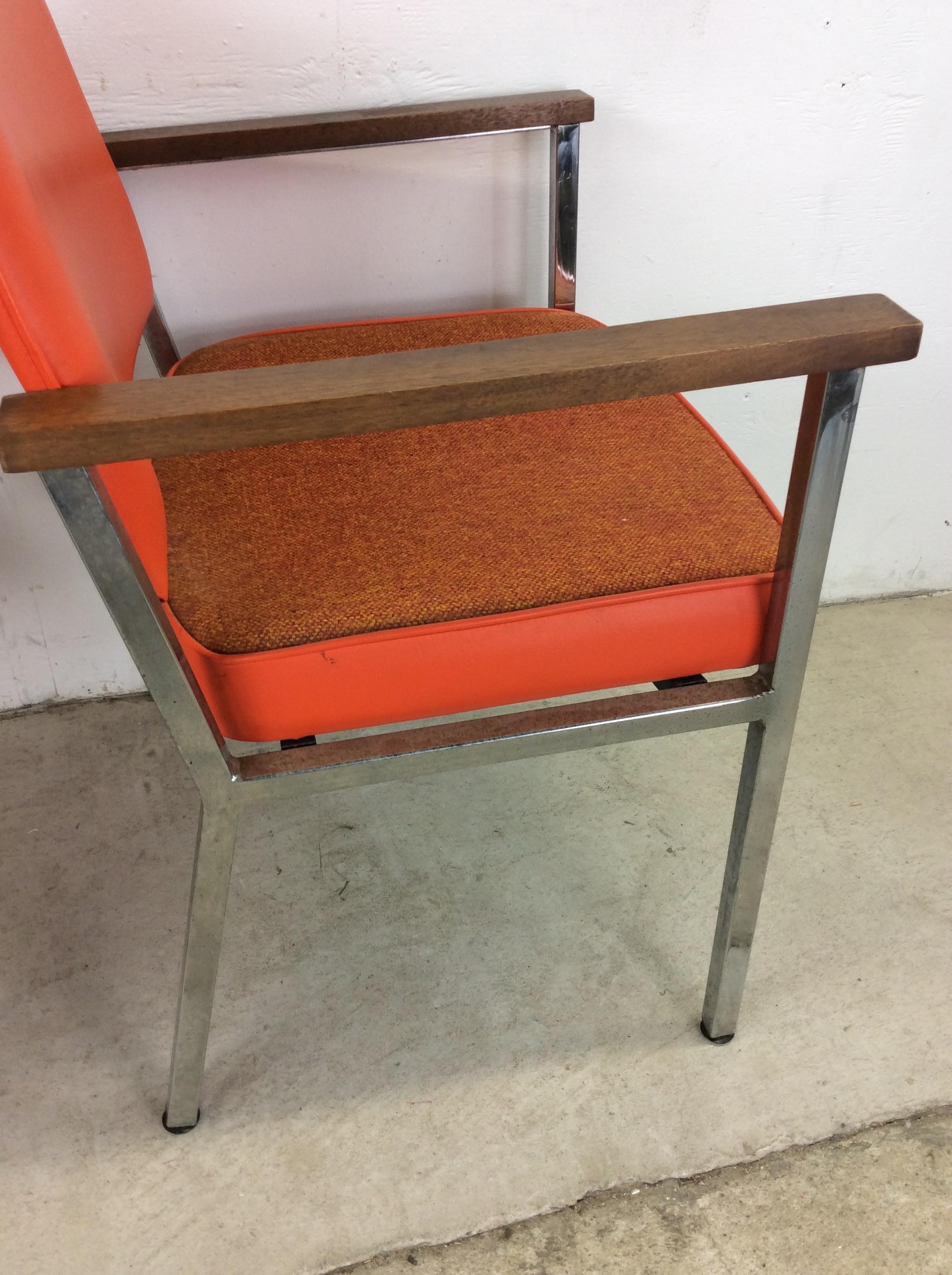 Mid Century Modern Office Chairs with Vintage Orange Vinyl Upholstery For Sale 1