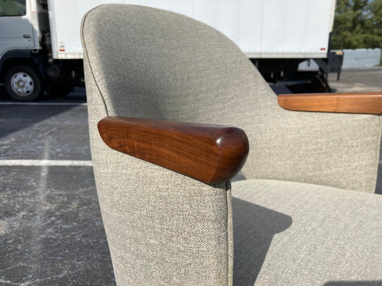 Mid Century Modern Office Desk Chair, Walnut, Seng Chicago Base at