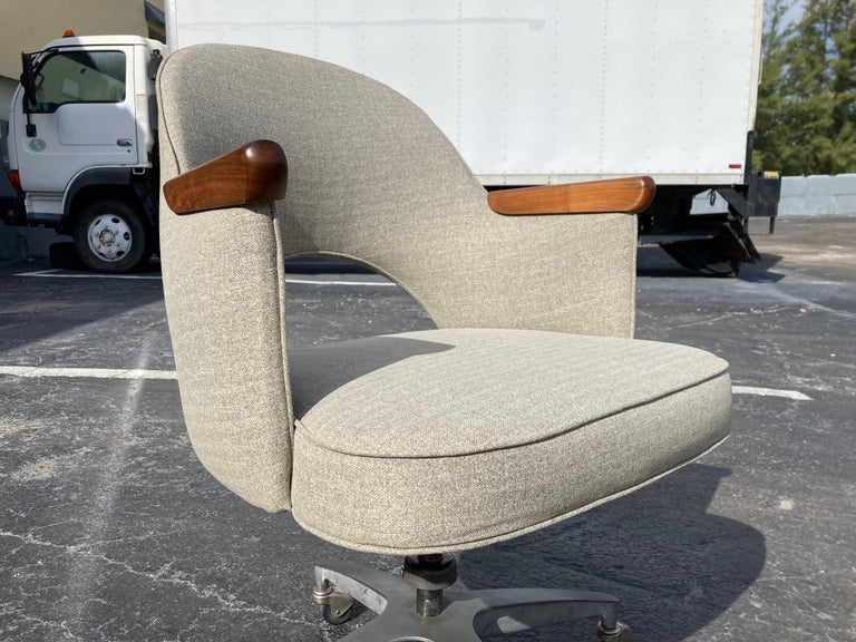 Mid Century Modern Office Desk Chair, Walnut, Seng Chicago Base at