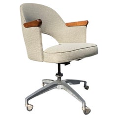 Used Mid Century Modern Office Desk Chair, Walnut, Seng Chicago Base
