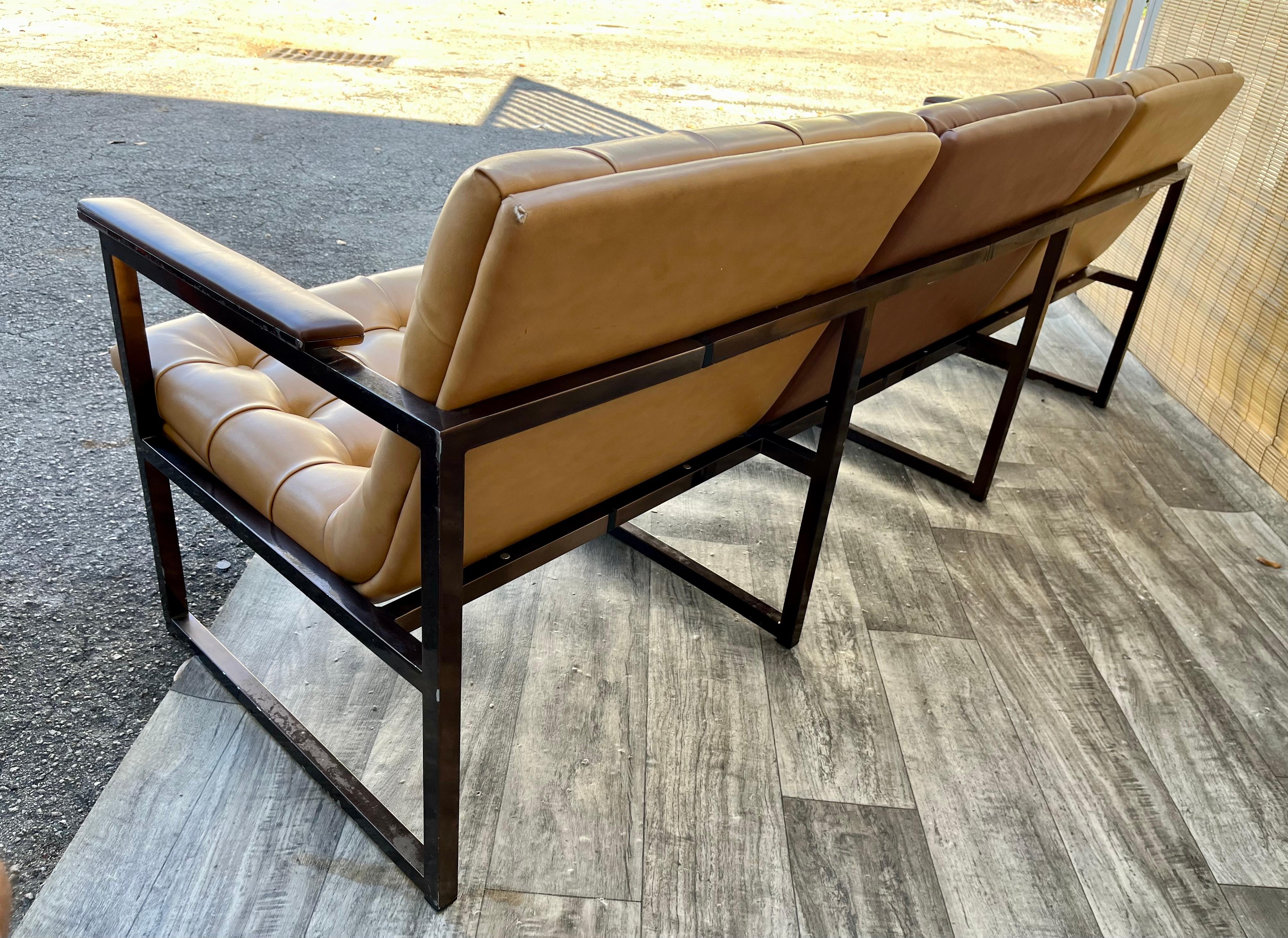 Mid Century Modern Office Sofa in the Milo Baughman's Style. Circa 1970s For Sale 2
