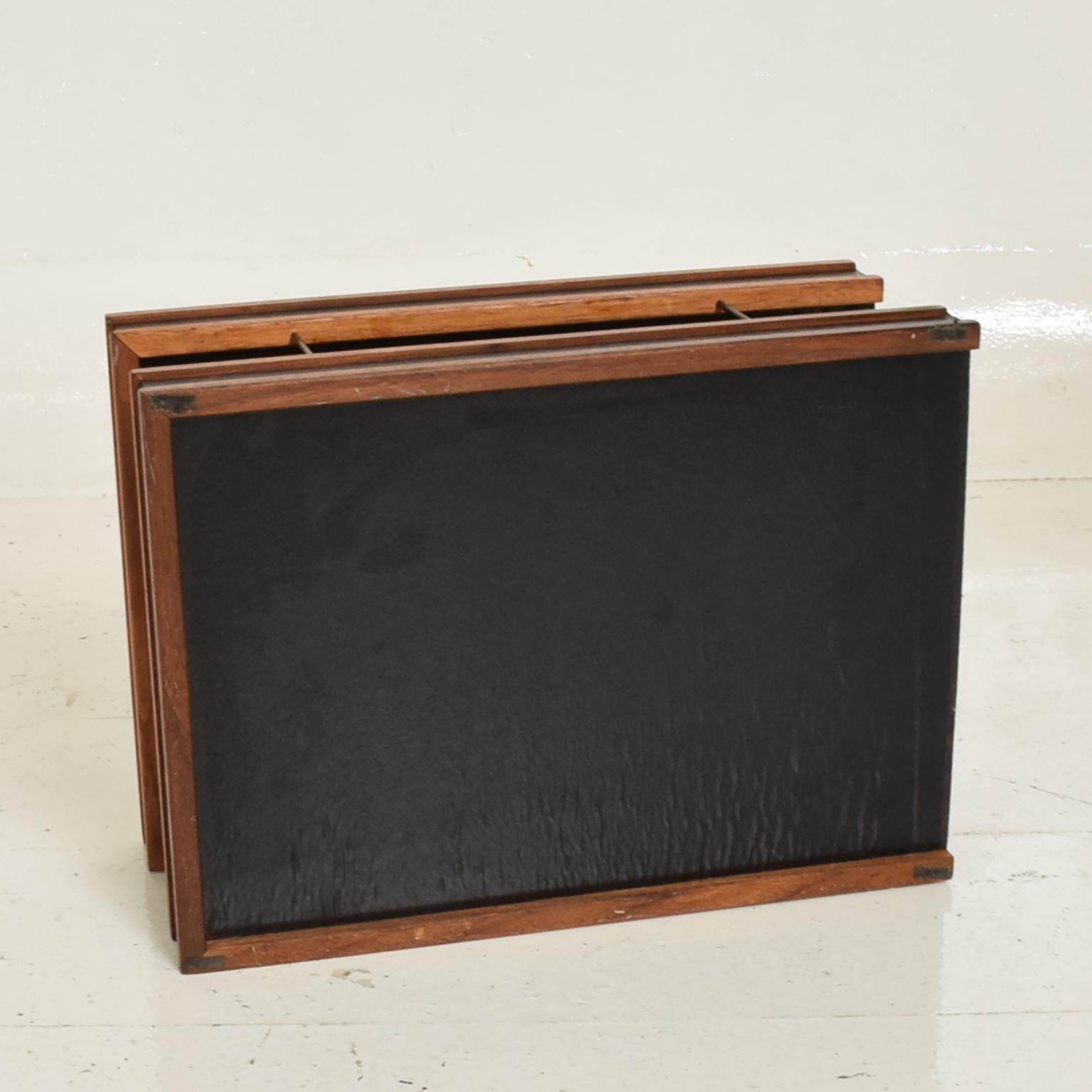 Mid-Century Modern Office Tray Accessories, Wood and Faux Leather 3