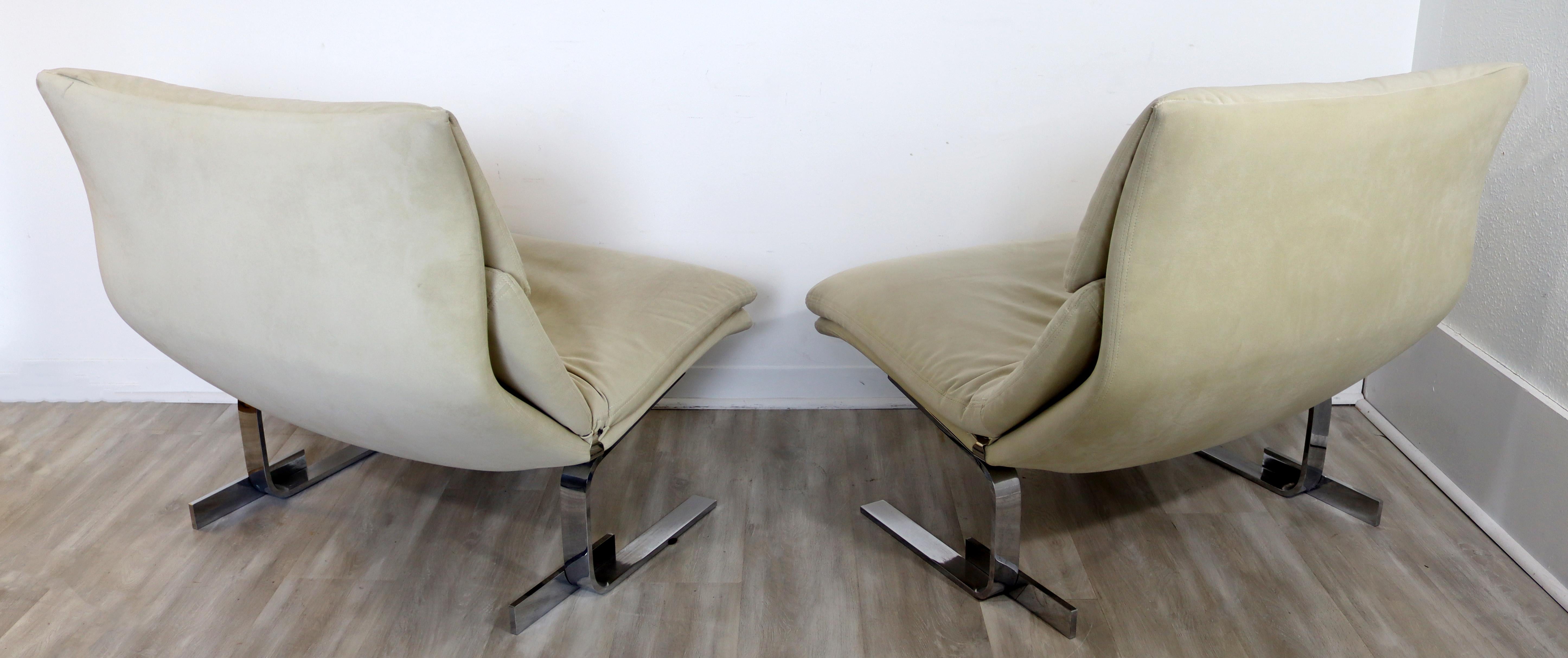 Mid-Century Modern Offredi Saporiti Pair Onda Wave Lounge Chairs & Ottoman 1970s 4