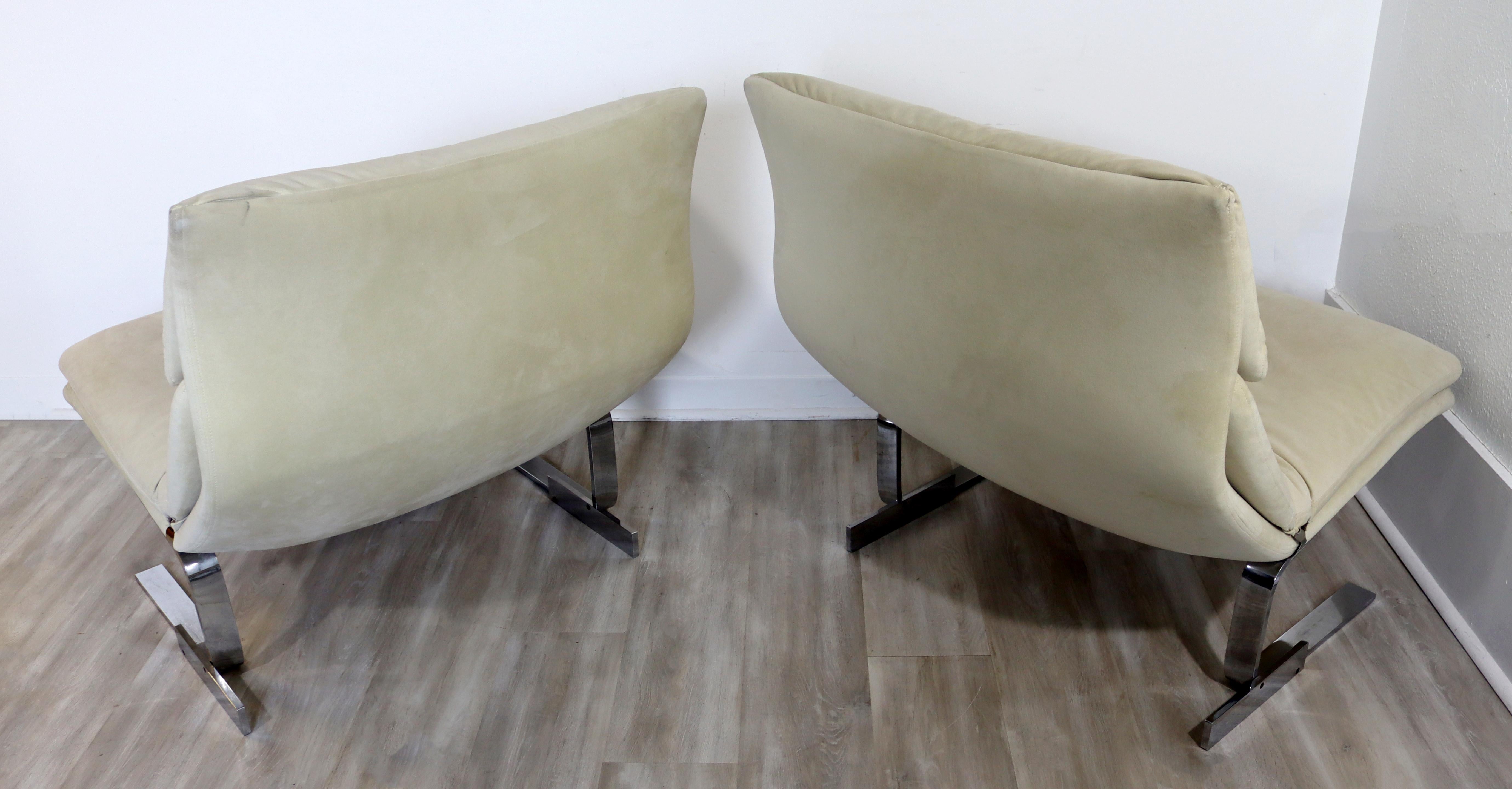 Mid-Century Modern Offredi Saporiti Pair Onda Wave Lounge Chairs & Ottoman 1970s 5