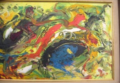 Mid-Century Modern Öl auf Leinwand Abstraktes Gemälde