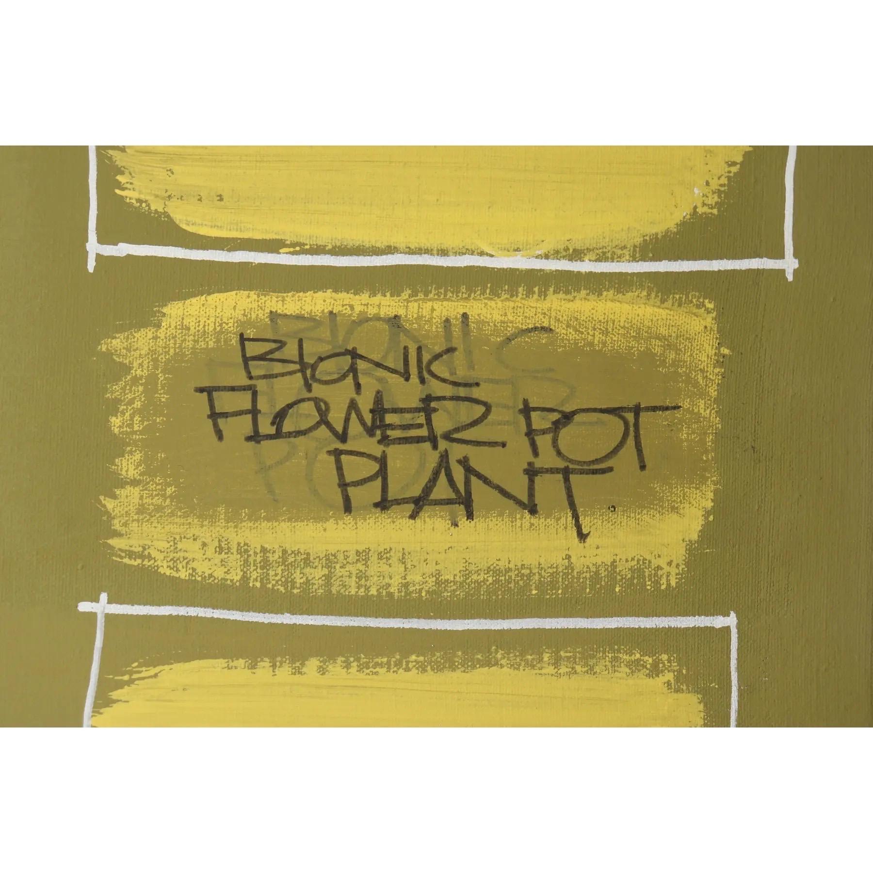 Mid-Century Modern Huile sur toile du milieu du siècle dernier intitulée Pot à plantes bioniques en vente
