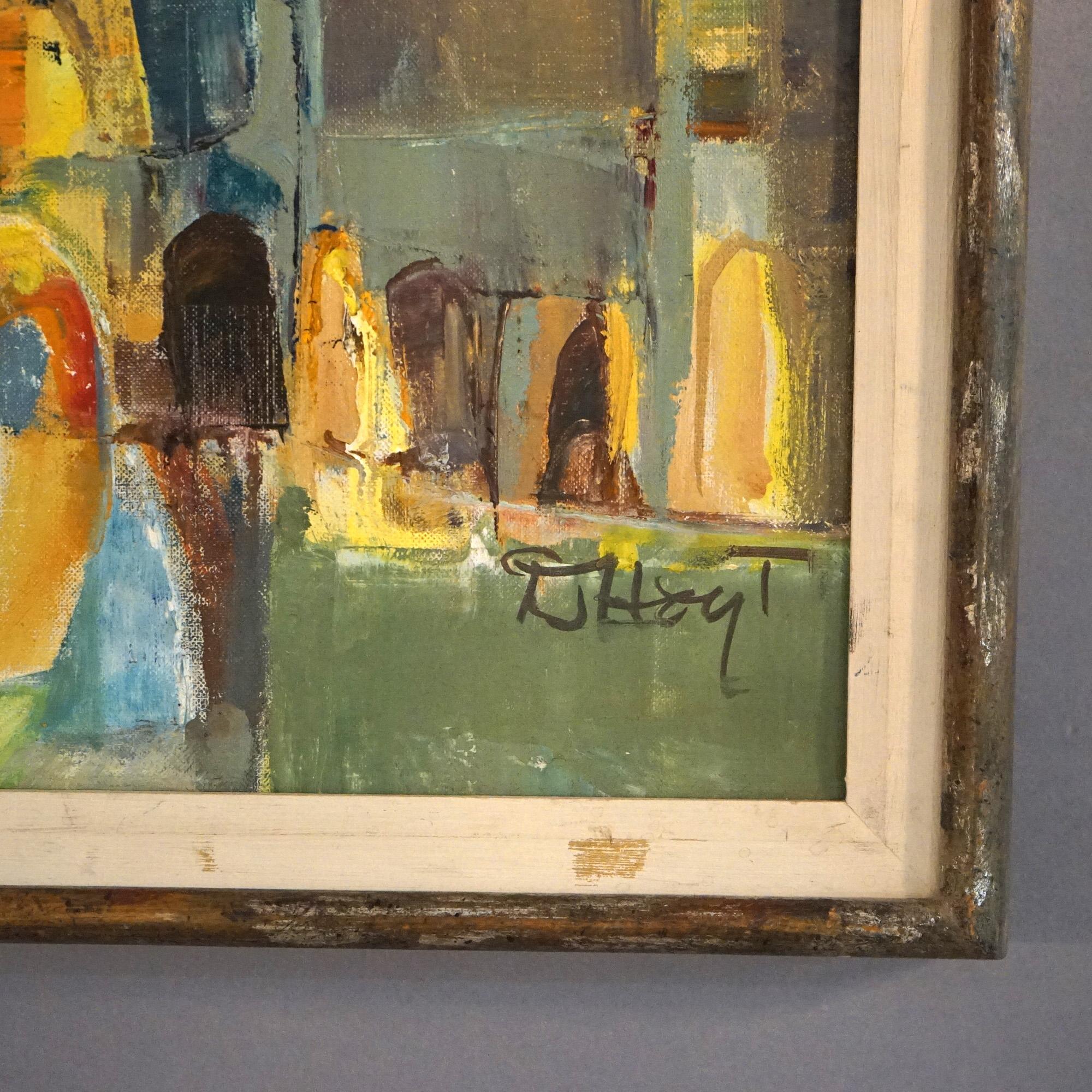 Mid Century Modern Oil On Canvas “Venitian Night” By D. Hoyt Mid 20thC For Sale 2
