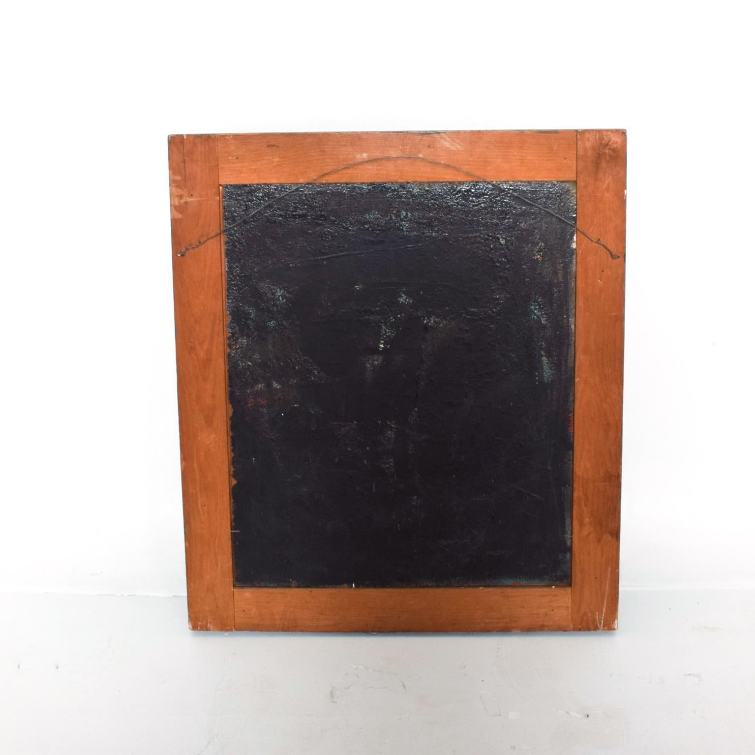 We are pleased to offer for your consideration a beautiful a unique oil on Masonite board signed Worthington.
Beautiful colors. Unique abstract composition. Original patinated wood frame.
Dimensions: 25 1/2