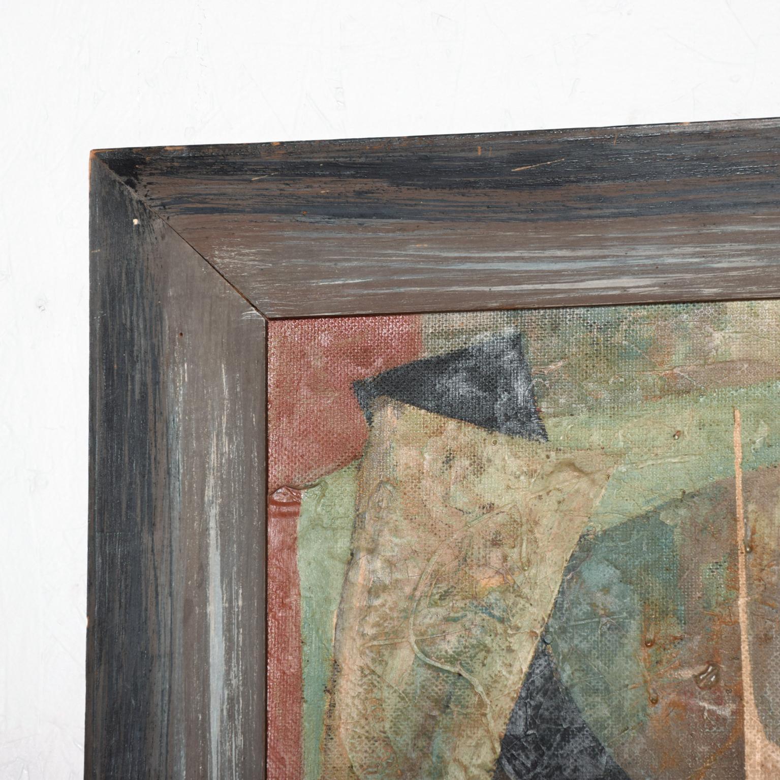 Mid-Century Modern Oil on Masonite, Abstract Painting Signed Worthington In Good Condition In Chula Vista, CA