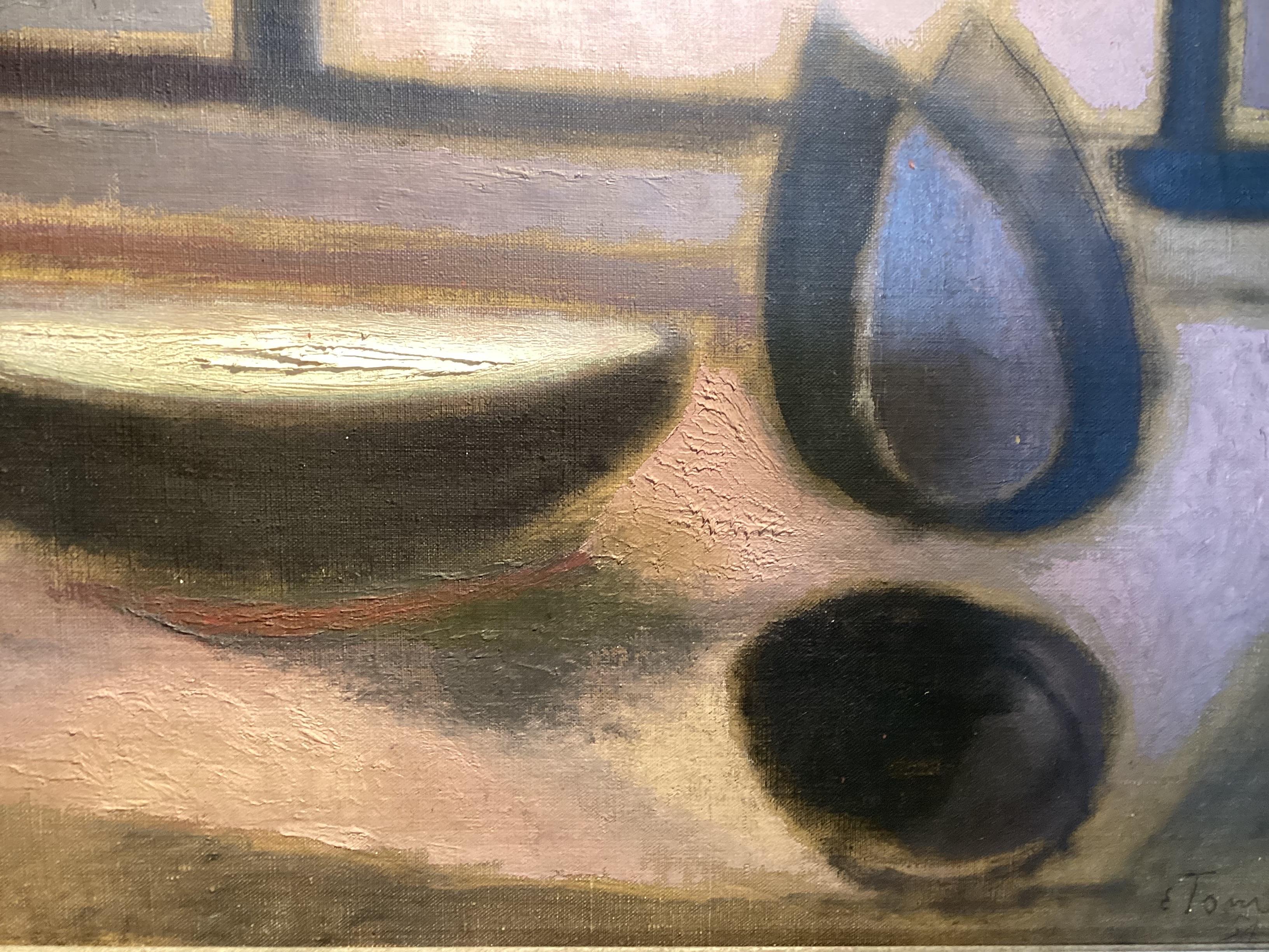 Mid-Century Modern Oil Painting By Tomialo In Good Condition For Sale In Lambertville, NJ