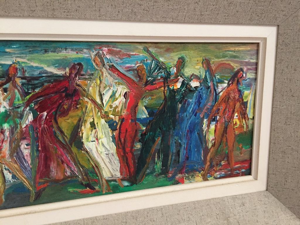 Mid-Century Modern Oil Painting David Garfinkiel Framed Abstract  In Good Condition For Sale In Chicago, IL