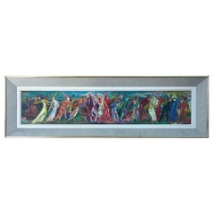 Mid-Century Modern Oil Painting David Garfinkiel Framed Abstract