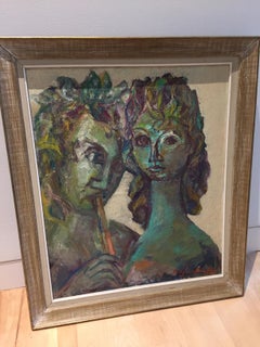 Mid-Century Modern Oil Painting David Garfinkiel Reviere Maternite