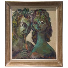 Mid-Century Modern Oil Painting David Garfinkiel Reviere Maternite