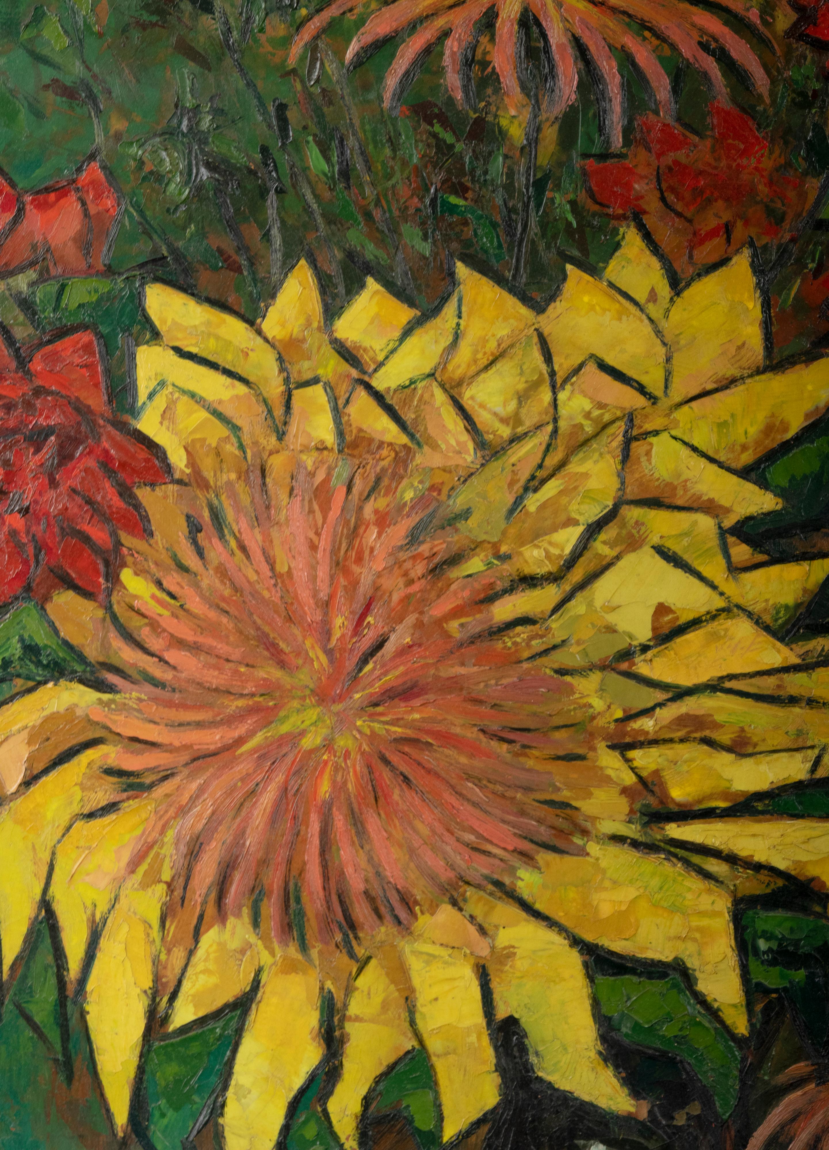 Mid Century Modern Oil Painting Flower Still Life signed Timmermans 5