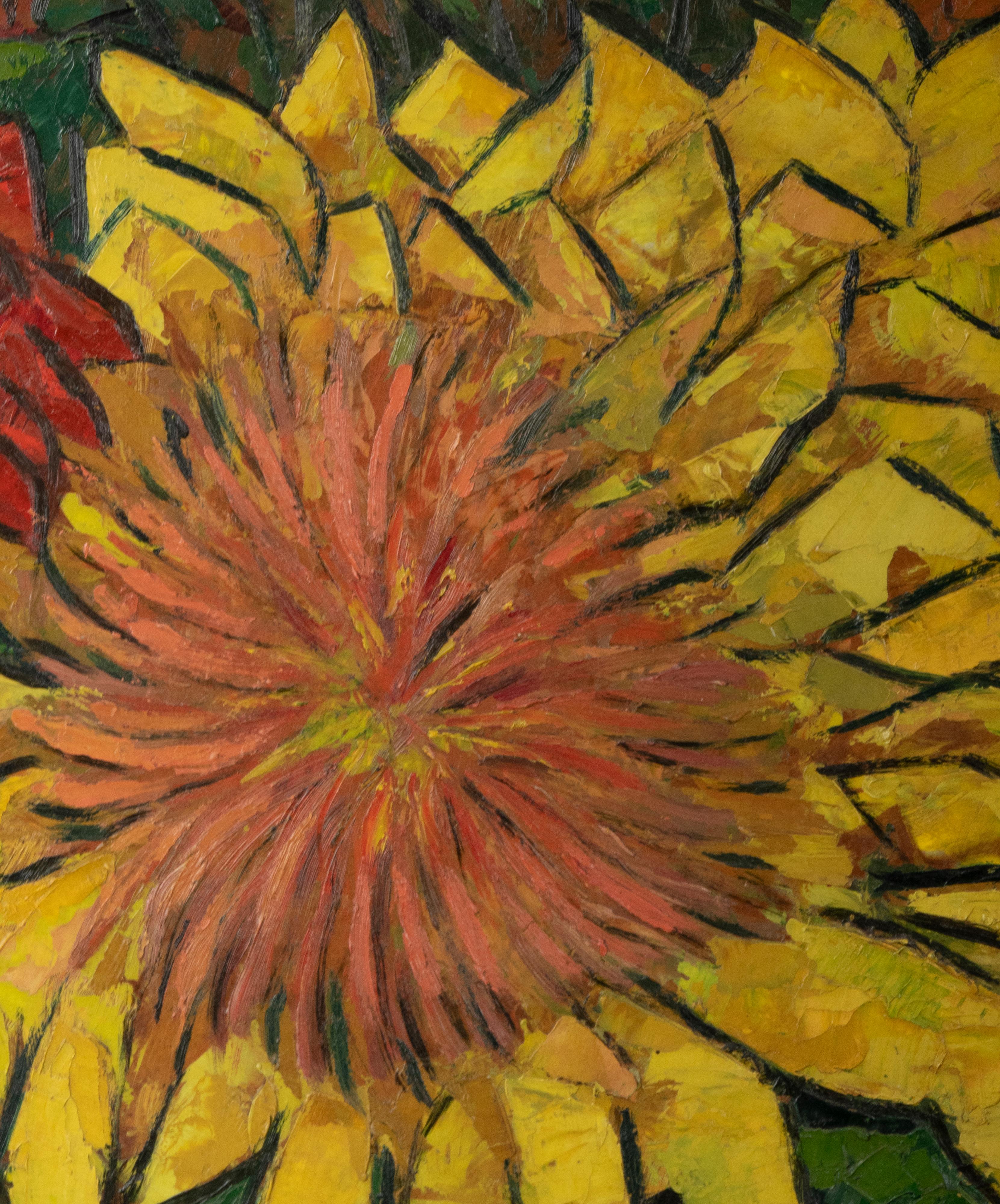 Mid Century Modern Oil Painting Flower Still Life signed Timmermans 9
