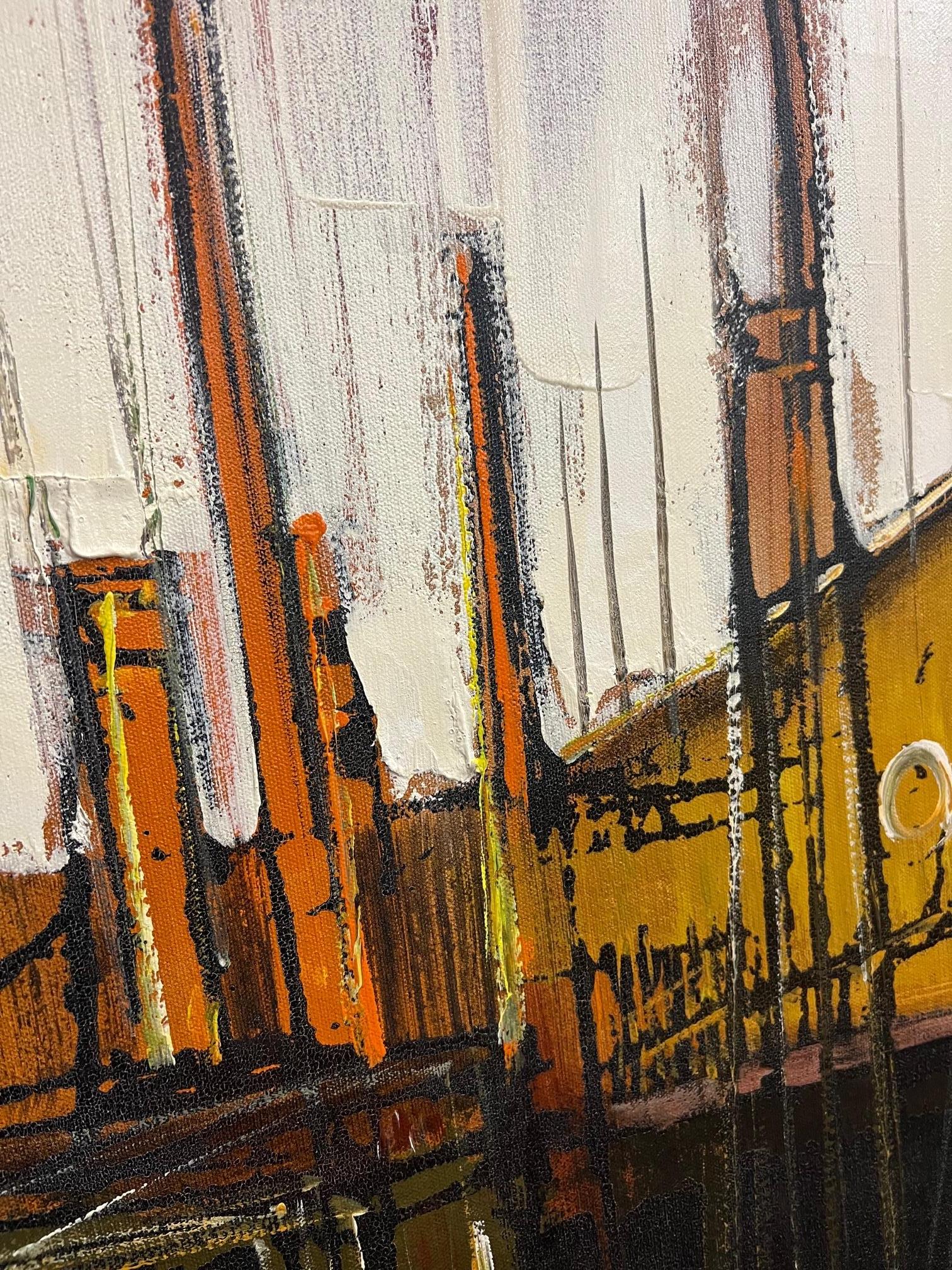 Mid-Century Modern Oil Painting Lee Reynolds San Francisco Fisherman's Wharf 2